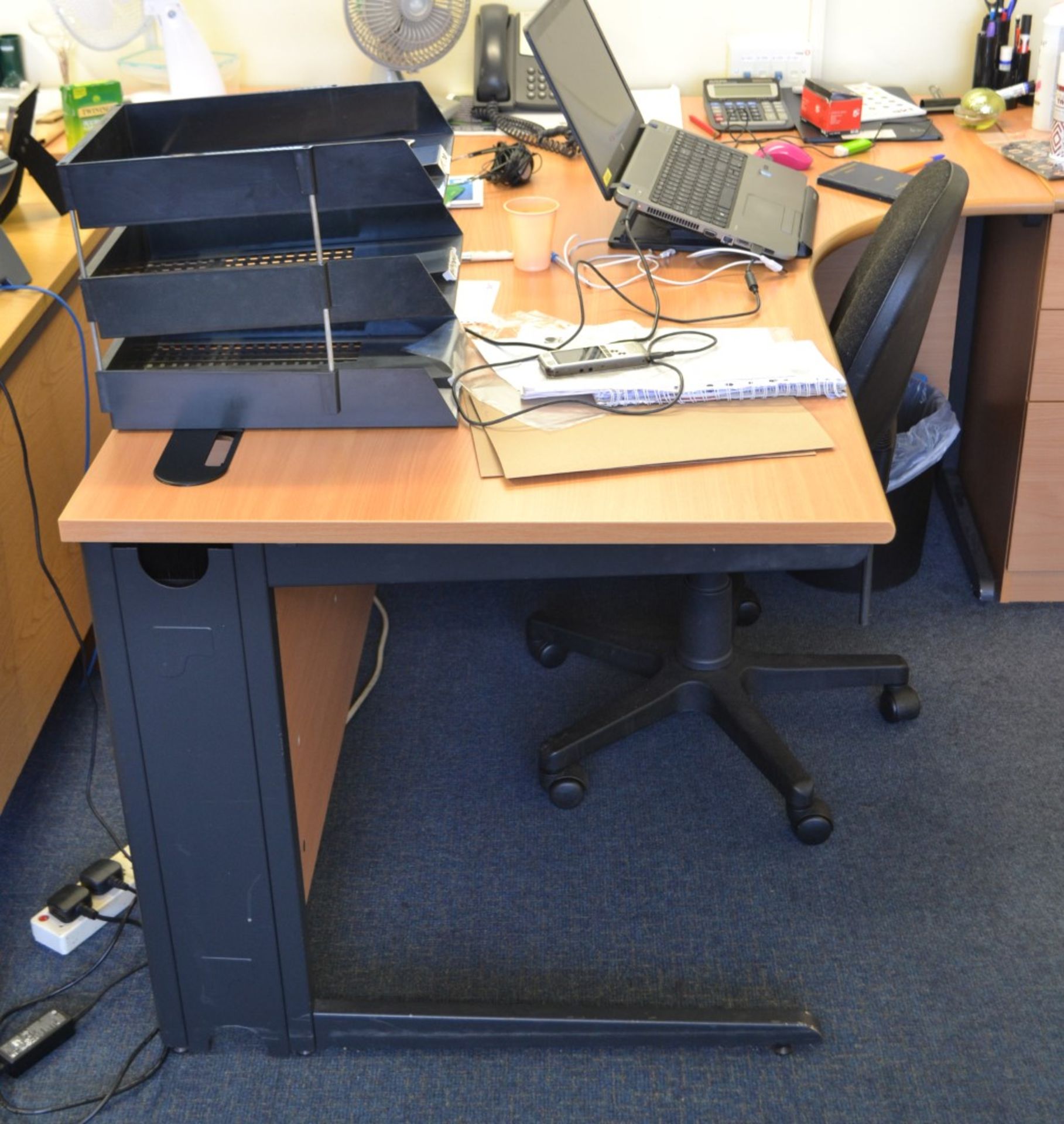 3 x Office Desks Finished In Beech - Ref: VM320 - CL409 - Location: Wakefield WF16 - Image 2 of 4