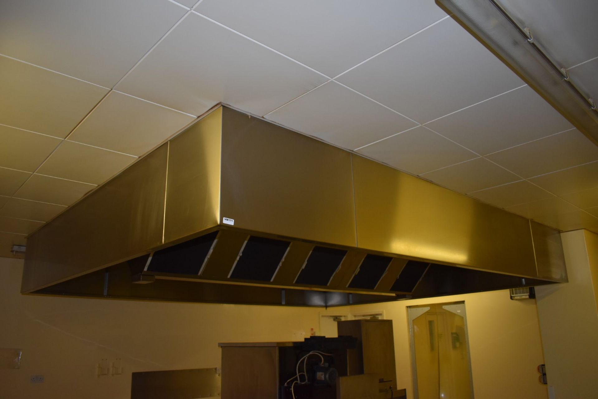 1 x Commerical Kitchen Ceiling Mounted Extractor Hood - Stainless Steel - Breaks into Multiple Parts - Image 2 of 17