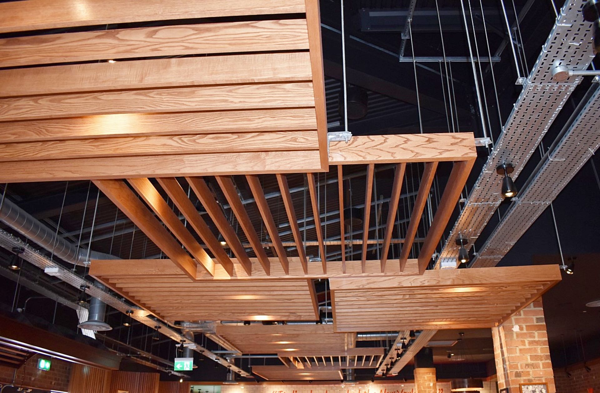 2 x Large Suspended Square Slatted Bespoke Ceiling Features - 175 x 175 x 10 cms - Contemporary - Image 2 of 8