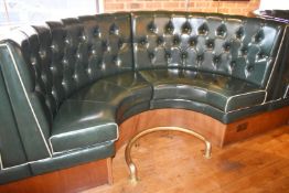 4 x Half Circle Button Back Seating Booths Upholstered in Green Faux Leather - Includes 5 x Poser