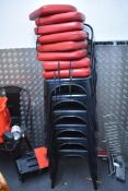 7 x Outdoor Metal Garden Chairs With Red Seat Pads - CL499 - Location: London EN1This lot will incur
