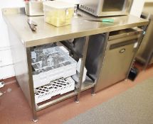 1 x Stainless Steel Prep Bench With Space For Undercounter Appliance and Tray Racks - H93 x W150 x