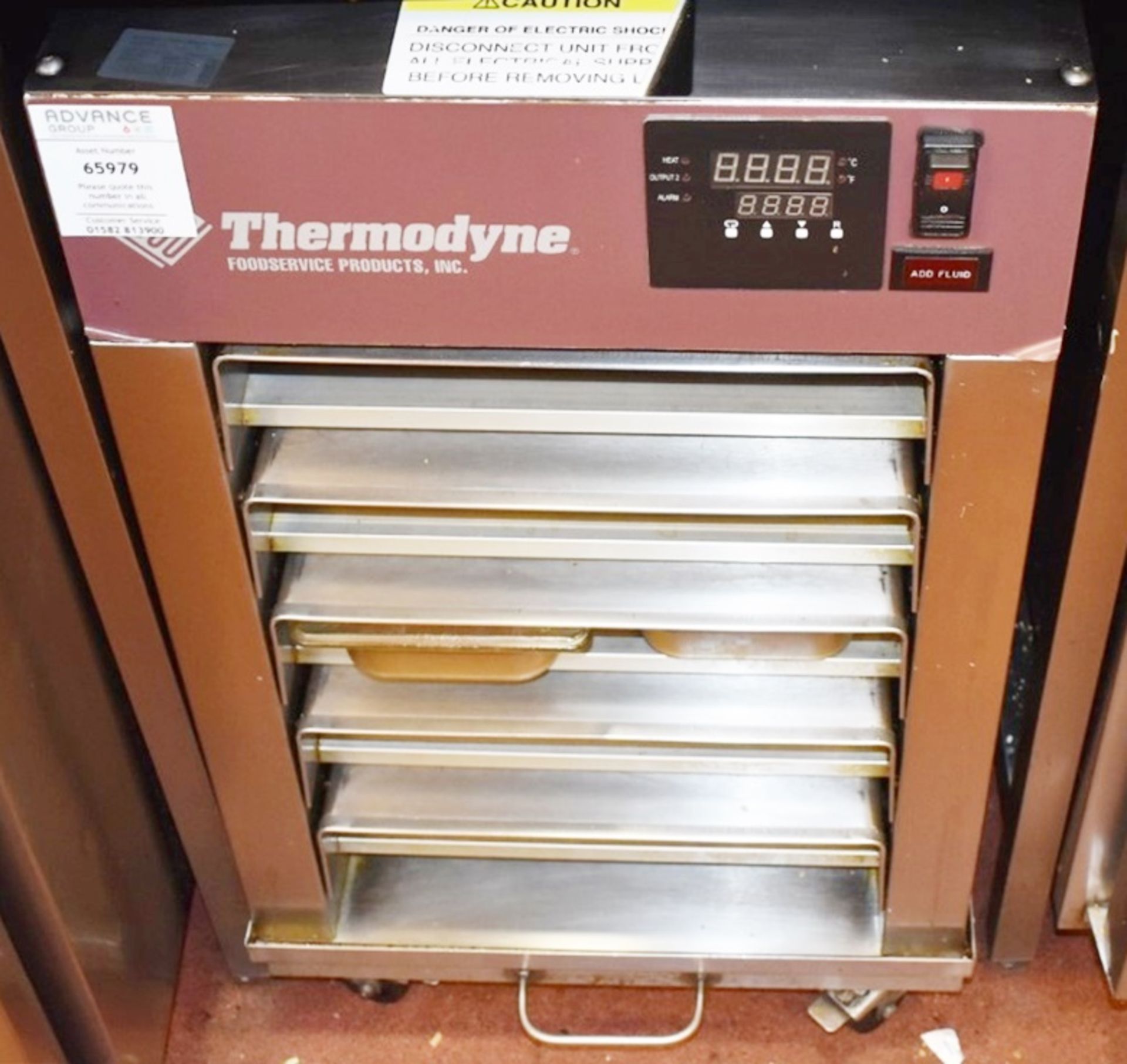 1 x Thermodyne Cook and Hold Food Warmer With Stainless Steel Prep Bench - H77 x W50 x D66 cms - Ref