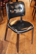4 x Black Faux Leather Dining Chairs From Italian American Restaurant - Retro Design With Dark