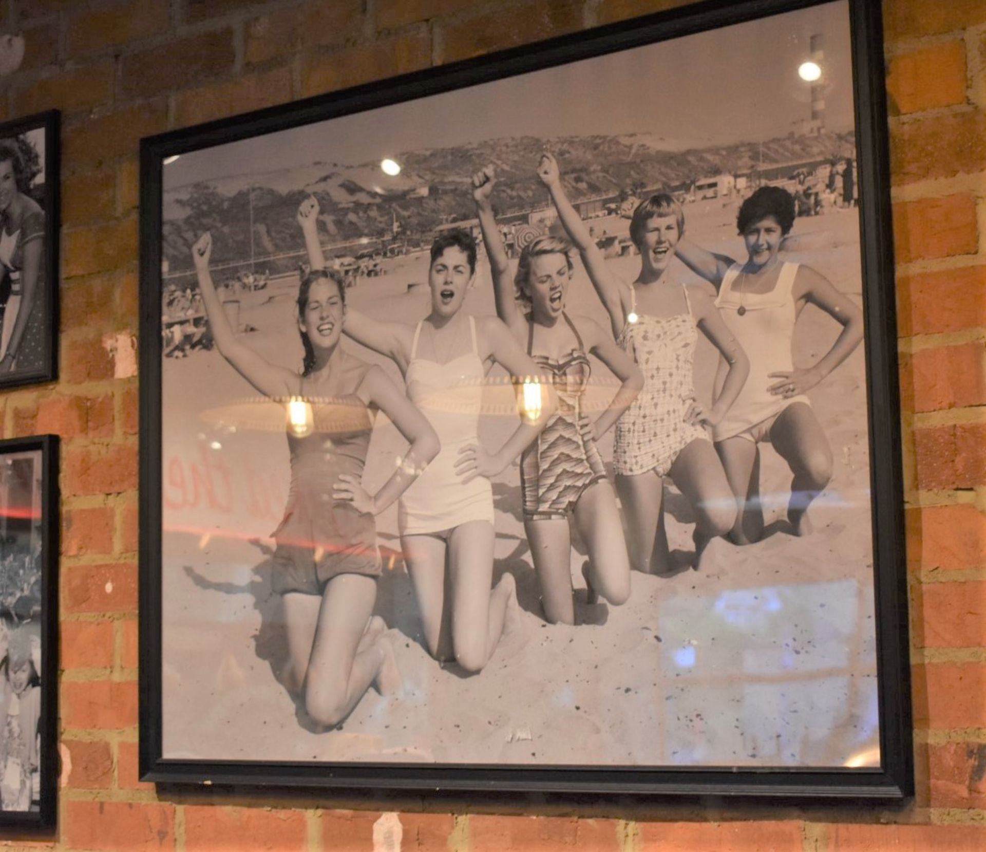 1 x Framed Picture Depicting Women on Beach - Size 107 x 85 cms - From Italian American Diner - - Image 2 of 2