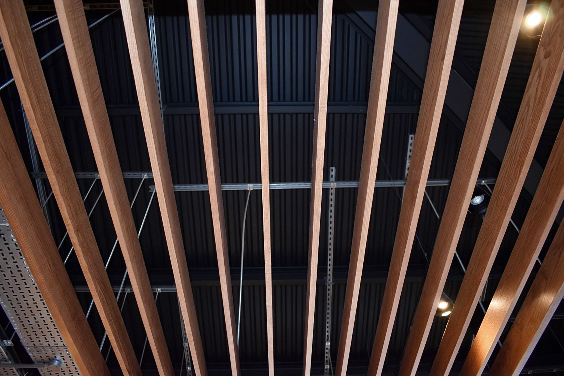 2 x Large Suspended Square Slatted Bespoke Ceiling Features - 175 x 175 x 10 cms - Contemporary - Image 5 of 8