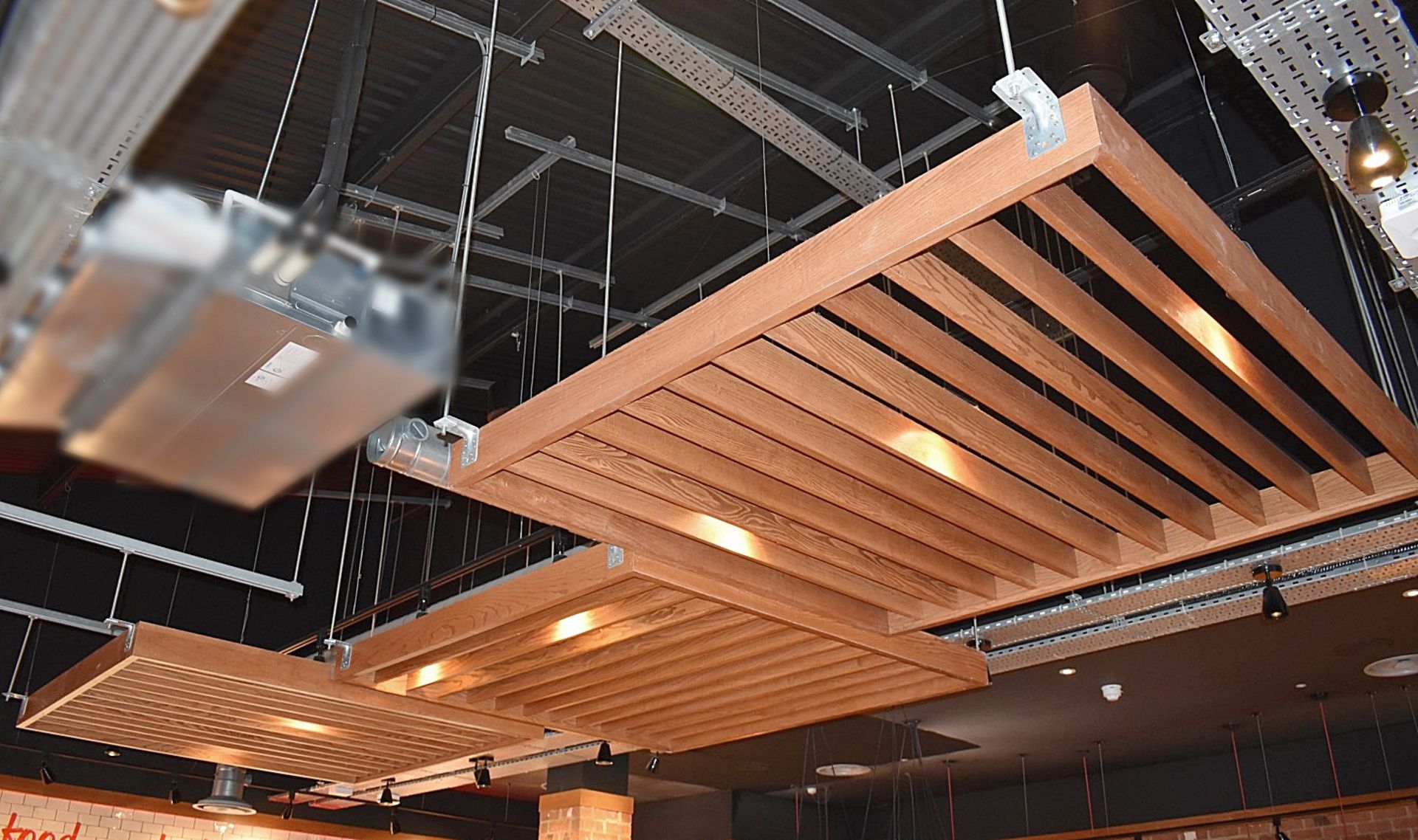 2 x Large Suspended Square Slatted Bespoke Ceiling Features - 175 x 175 x 10 cms - Contemporary - Image 8 of 8