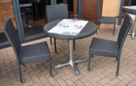 1 x Rattan Garden Table and Chair Set - Includes 1 x Round Rattan Table With Chrome Base and Glass