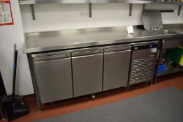 1 x Large Stainless Steel Prep Bench - H90 x W206 x D75 cms - Ref FE139 - CL499 - Location: London