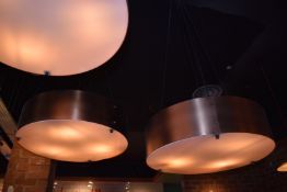 3 x Suspended Drum Light Fittings With Copper Finish - Height 16 cms x Diameter 60 cms x Max Drop