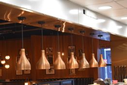 7 x Copper Gantry Suspended Food Warming Lamps - CL499 - Location: London EN1This lot will incur a