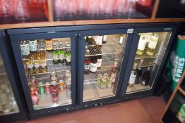 1 x Gamko Triple Door Backbar Bottle Cooler With Smoked Glass Privacy Door - Model MG2/315G - Ref