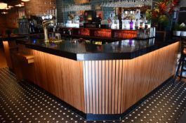 1 x Contemporary Bespoke Restaurant / Club Bar With Granite Bar Top and Stainless Steel Back Bar