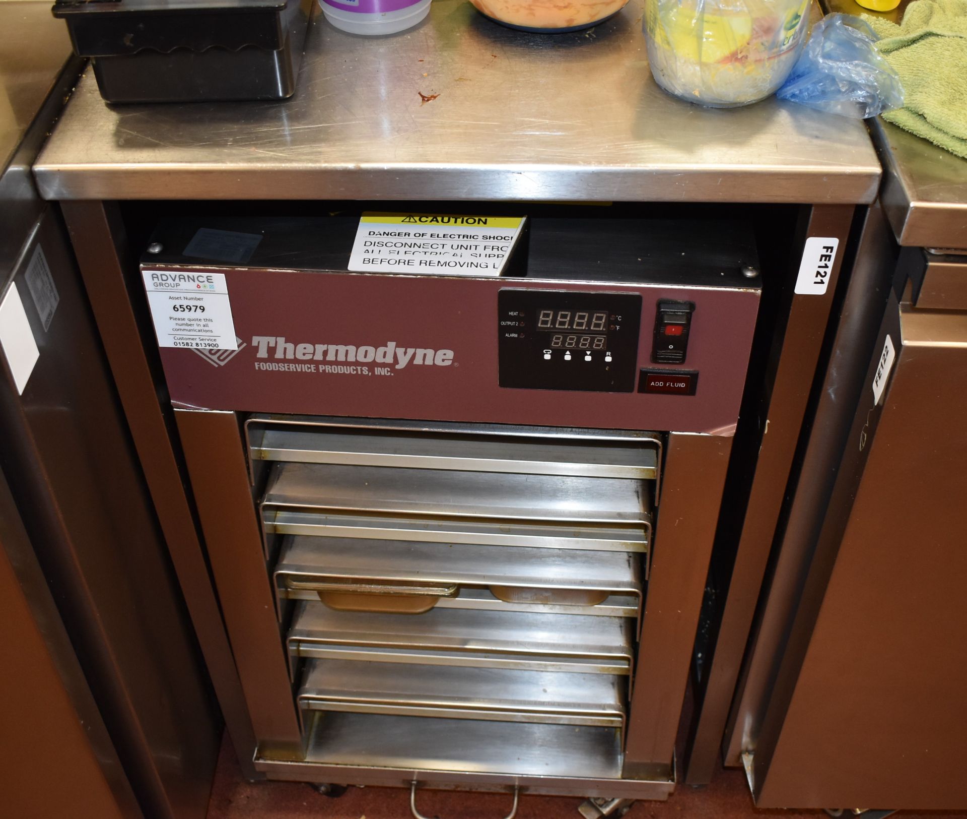 1 x Thermodyne Cook and Hold Food Warmer With Stainless Steel Prep Bench - H77 x W50 x D66 cms - Ref - Image 3 of 3