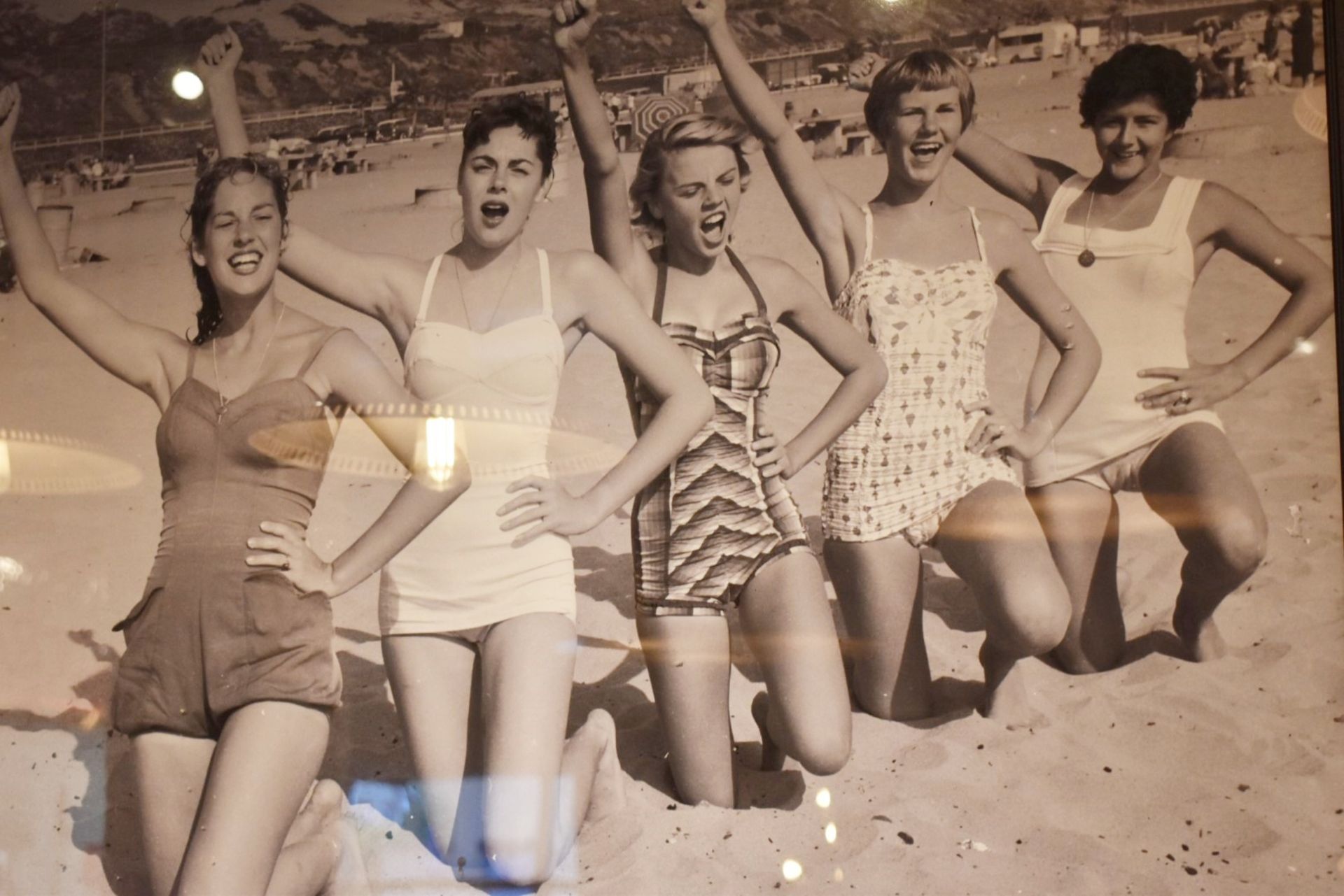 1 x Framed Picture Depicting Women on Beach - Size 107 x 85 cms - From Italian American Diner -