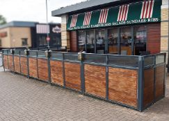 1 x Outdoor Partition For Seating Areas - Features Metal Frame, Wood Panels, Privacy Glass and