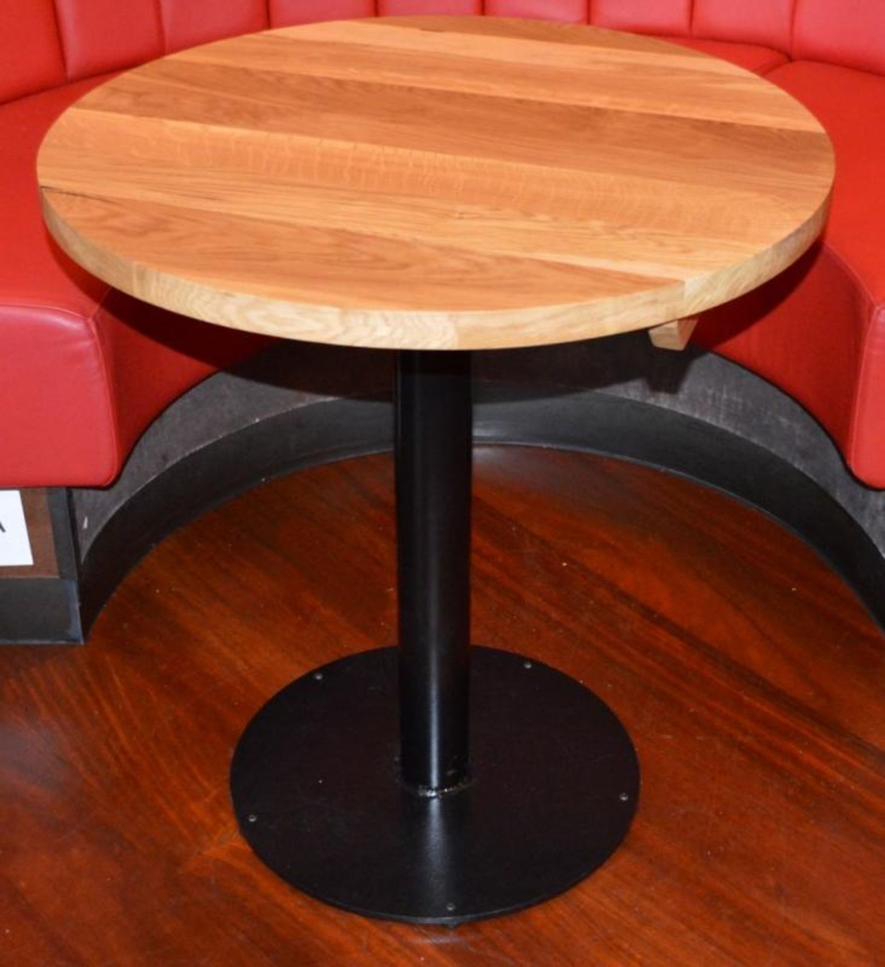 1 x Round Restaurant / Bistro Table - Wooden Topped With A Metal Base - Diameter 80cm / Height 110cm