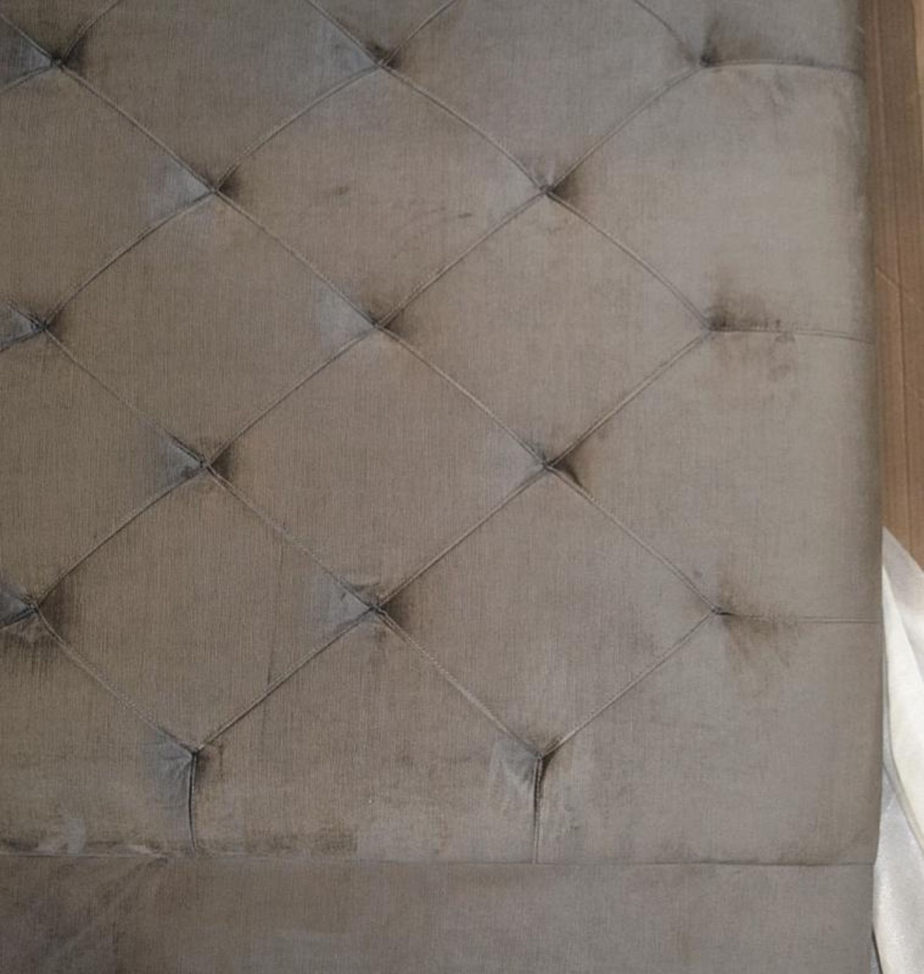 1 x Eichholtz 'Cesare ' Chesterfield-Inspired Upholstered Headboard In A Granite Grey Velvet - Dime - Image 7 of 10