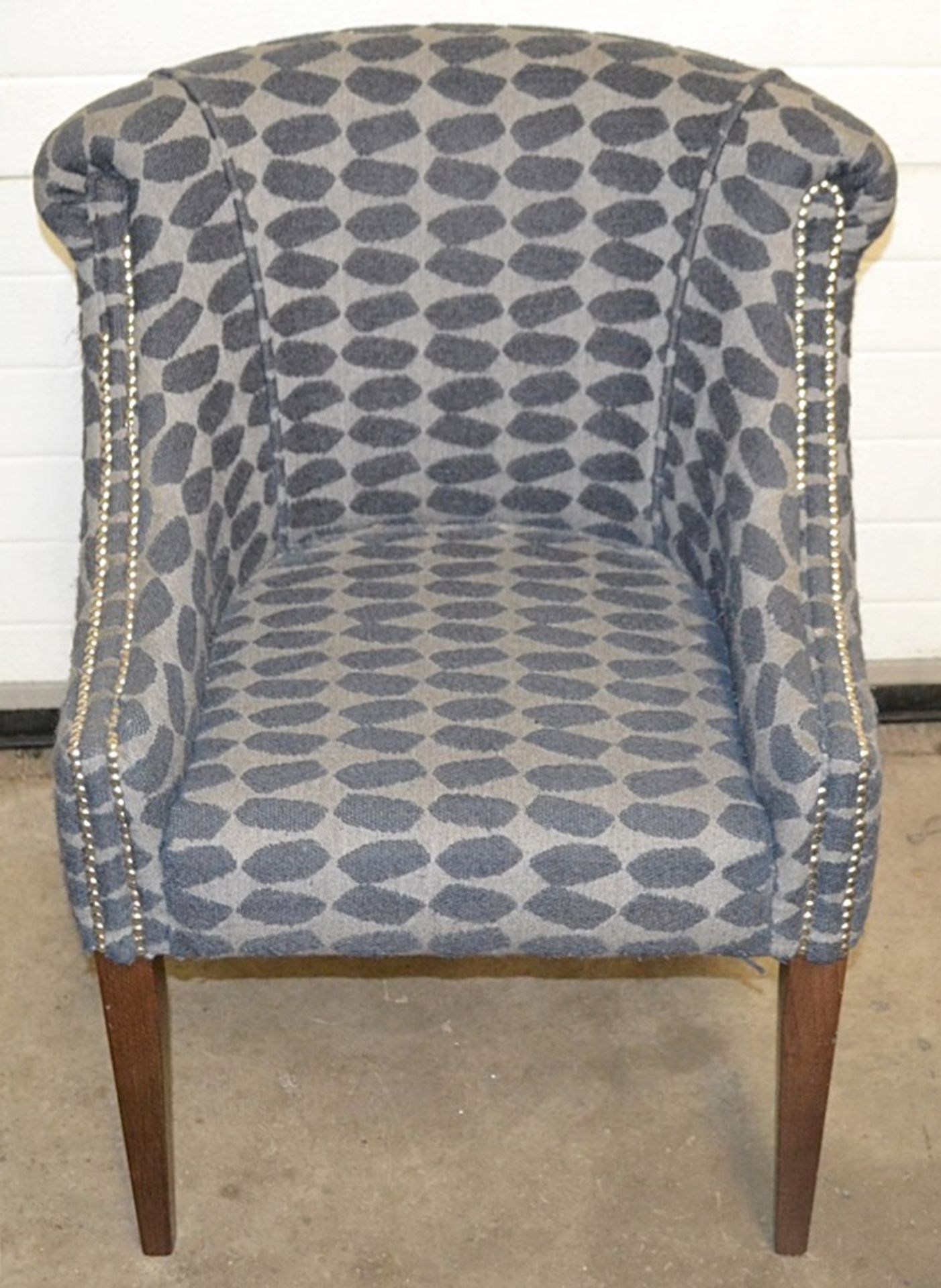 4 x Blue & Grey Upholstered Bar Chairs For Commercial Use - Dimensions (cm): W70 x D60, Back