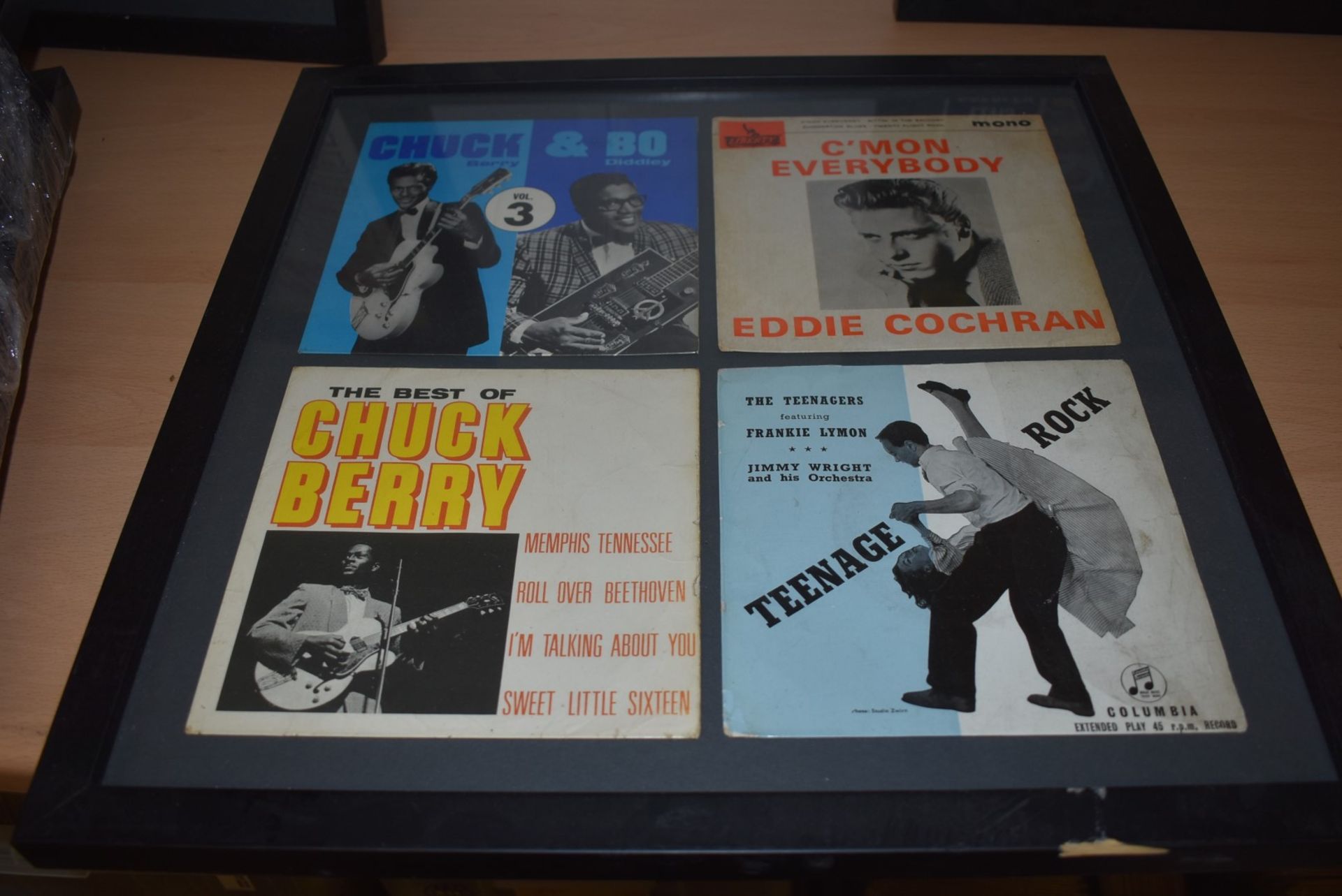 18 x Original Record Sleeves Mounted in 9 x Black Frames - Features Elvis Presley, Connie Francis, - Image 8 of 10