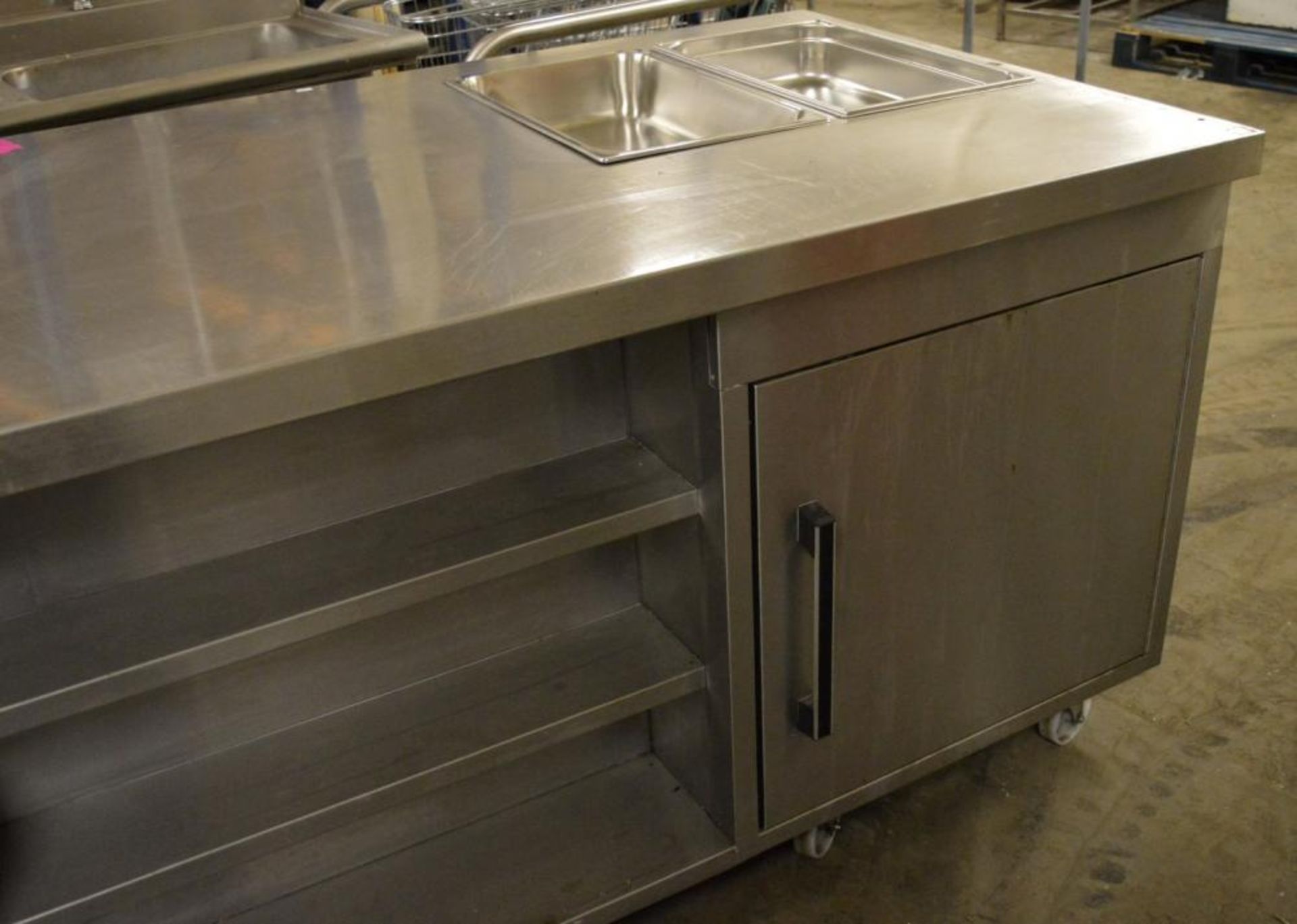 1 x Large Caterform Preparation Island on Castors With Integrated Baine Maries and Warming - Image 5 of 10