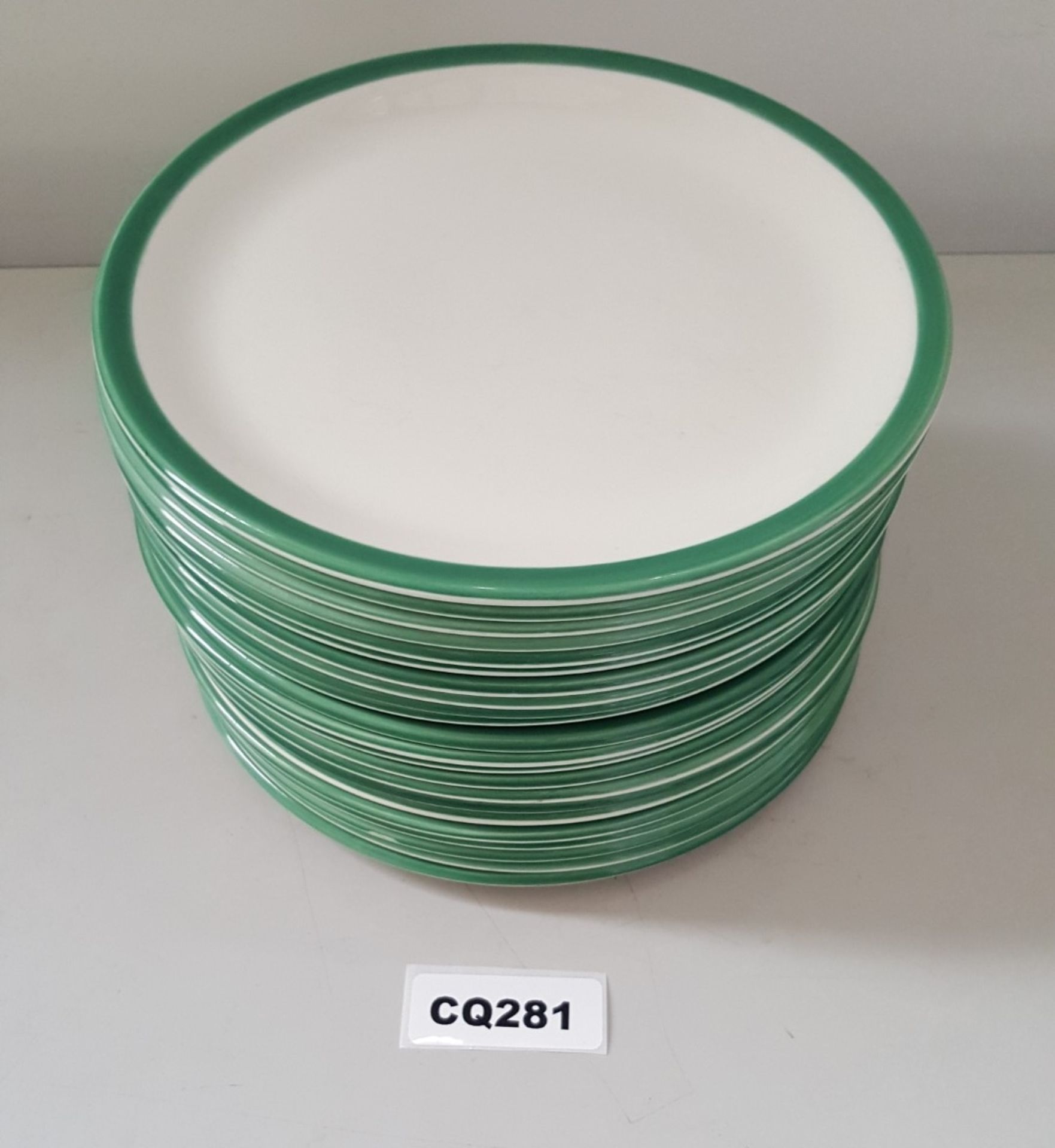 22 x Steelite Coupe Plates White With Green Outline Egde 20CM - Ref CQ281