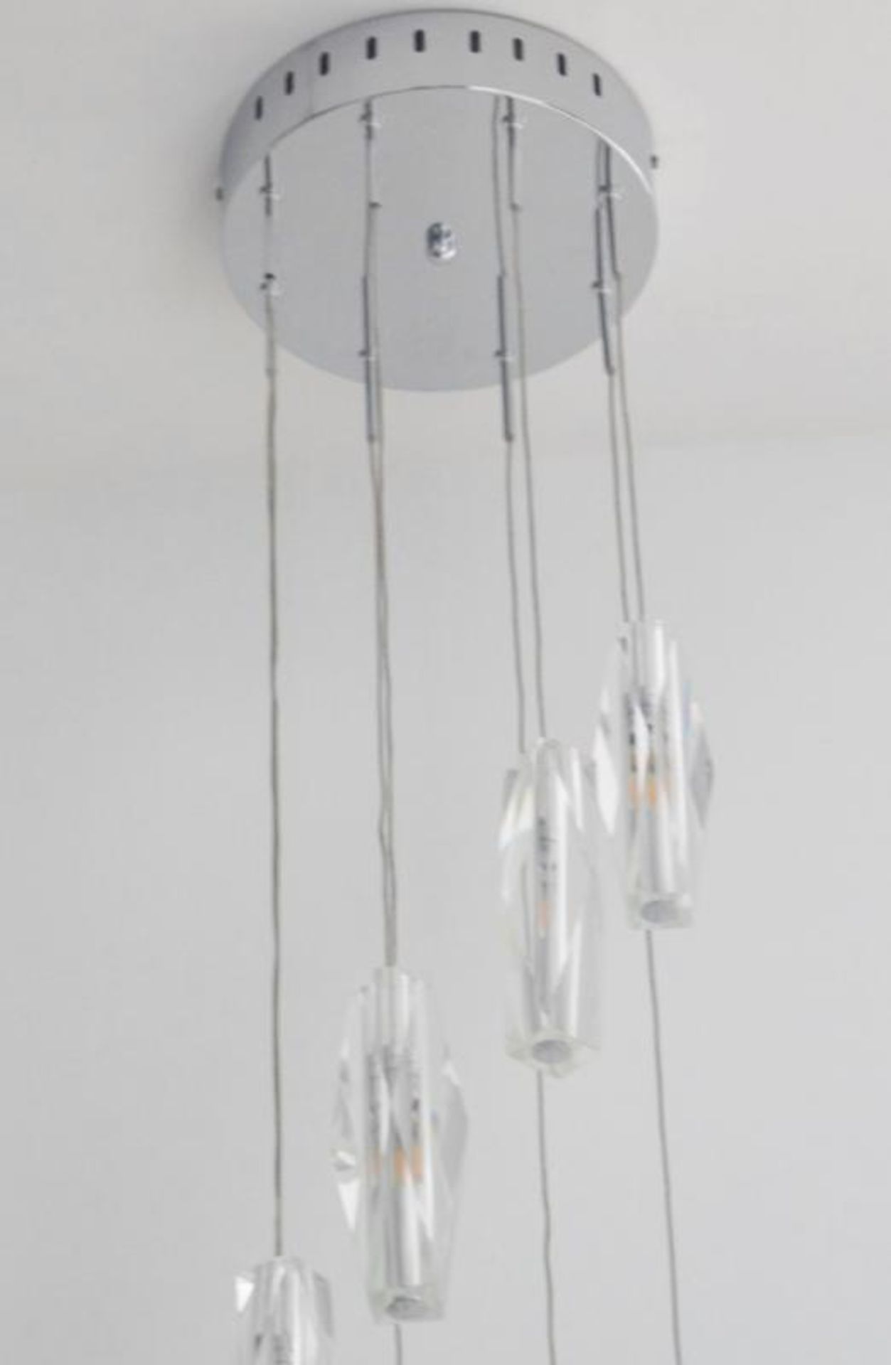 1 x Sculptured Ice Chrome 8-Light Dingle Dangle Pendant With Crystal Glass - Ex Display Stock - CL29 - Image 2 of 3