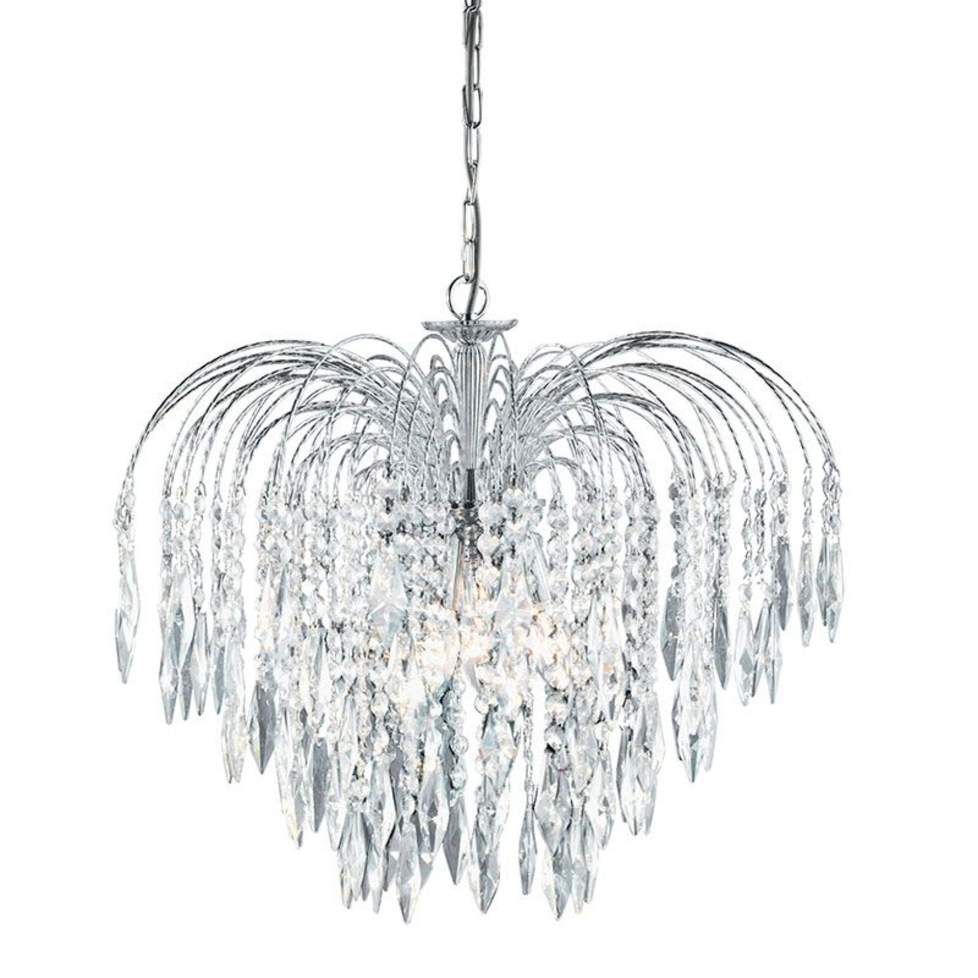 1 x Searchlight Waterfall 5 Light Chandelier in Chrome - Ex Display Stock - CL298 - Product Code