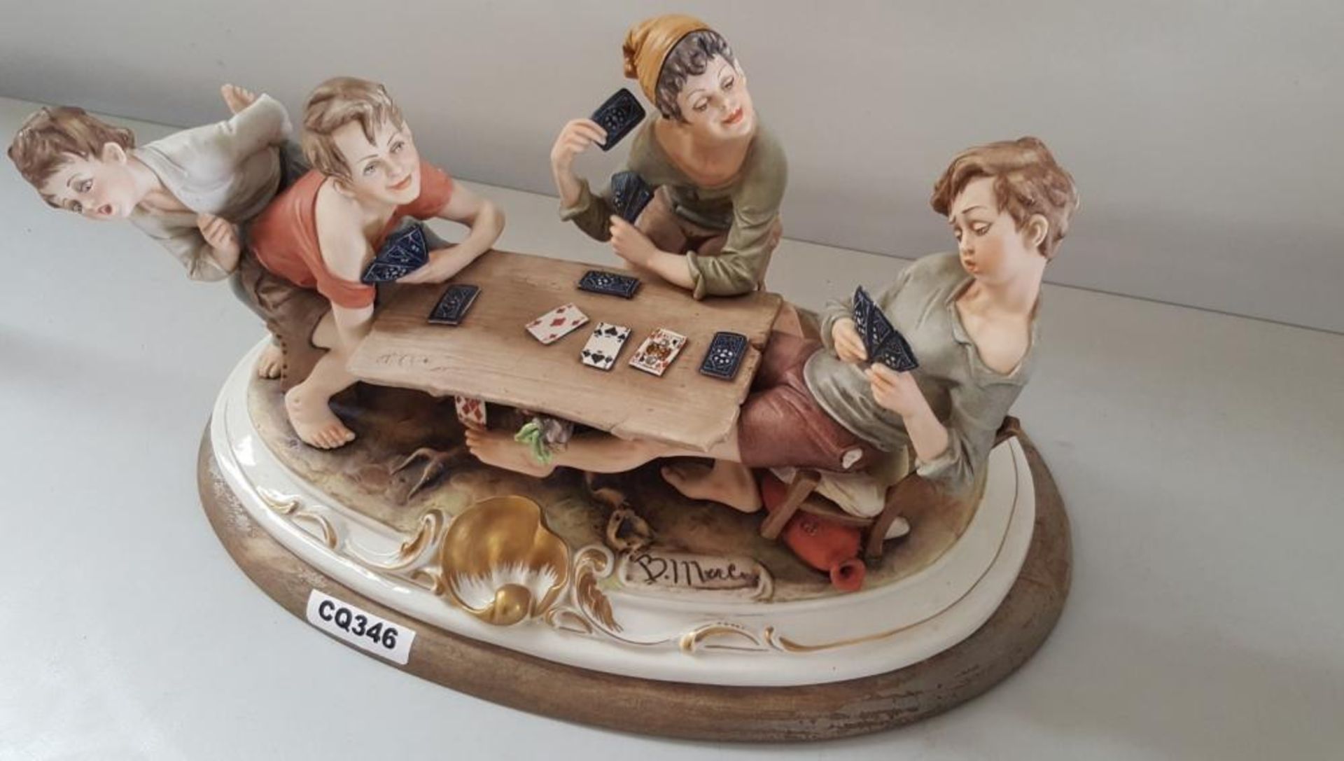 1 x VINTAGE ITALIAN CAPODIMONTE PORCELAIN GROUP "THE CHEATS" BY BRUNO MERLI - Ref CQ346 E - Image 3 of 4