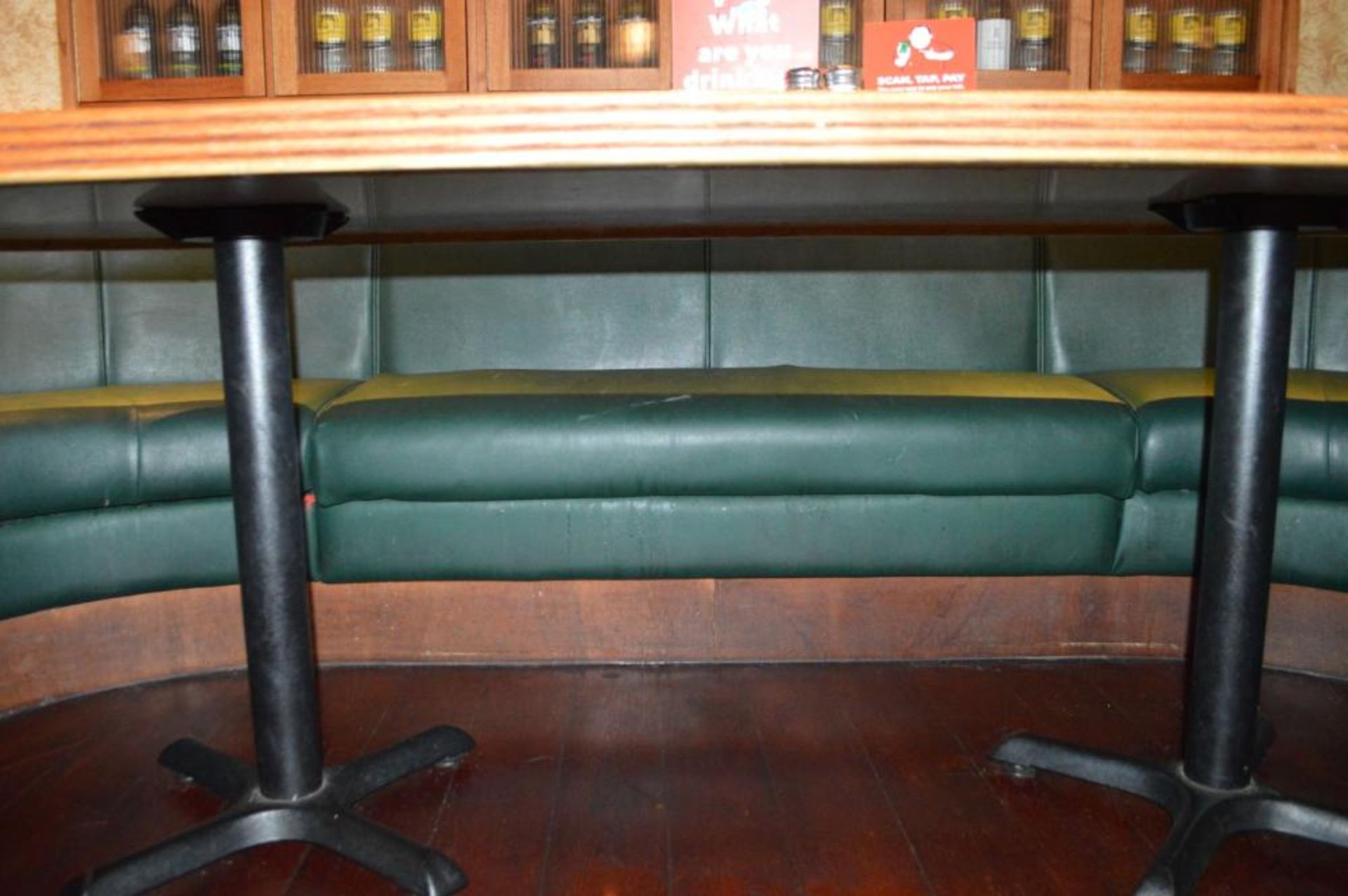 1 x Semi Oval Seating Booth With Green Faux Leather Upholstery H89 x W360 x D220 cms - Seat Height 4 - Image 5 of 9
