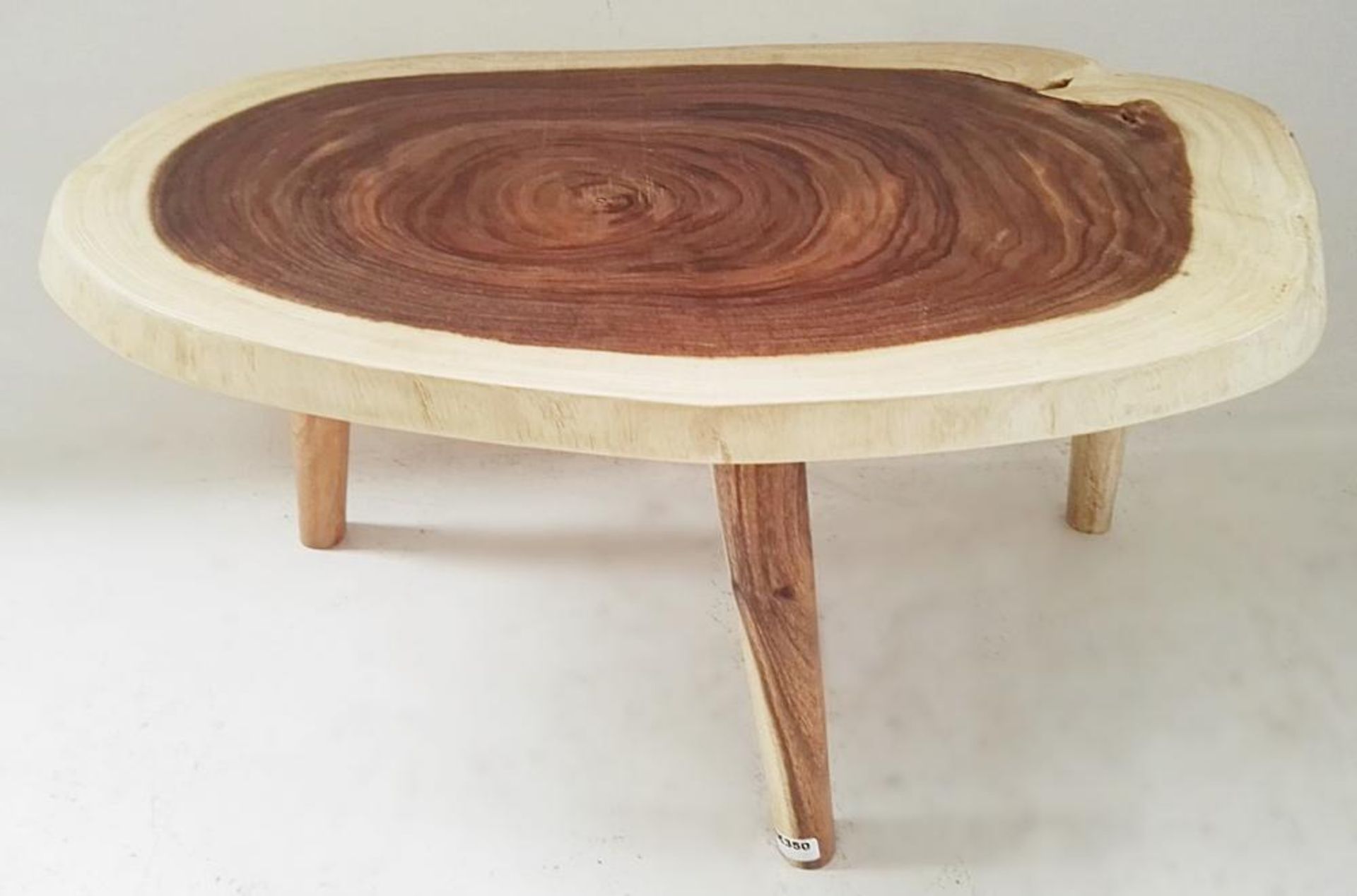 1 x Unique Three Legged Reclaimed Solid Tree Trunk Coffee Table - Dimensions (approx): W90 x D56cm,