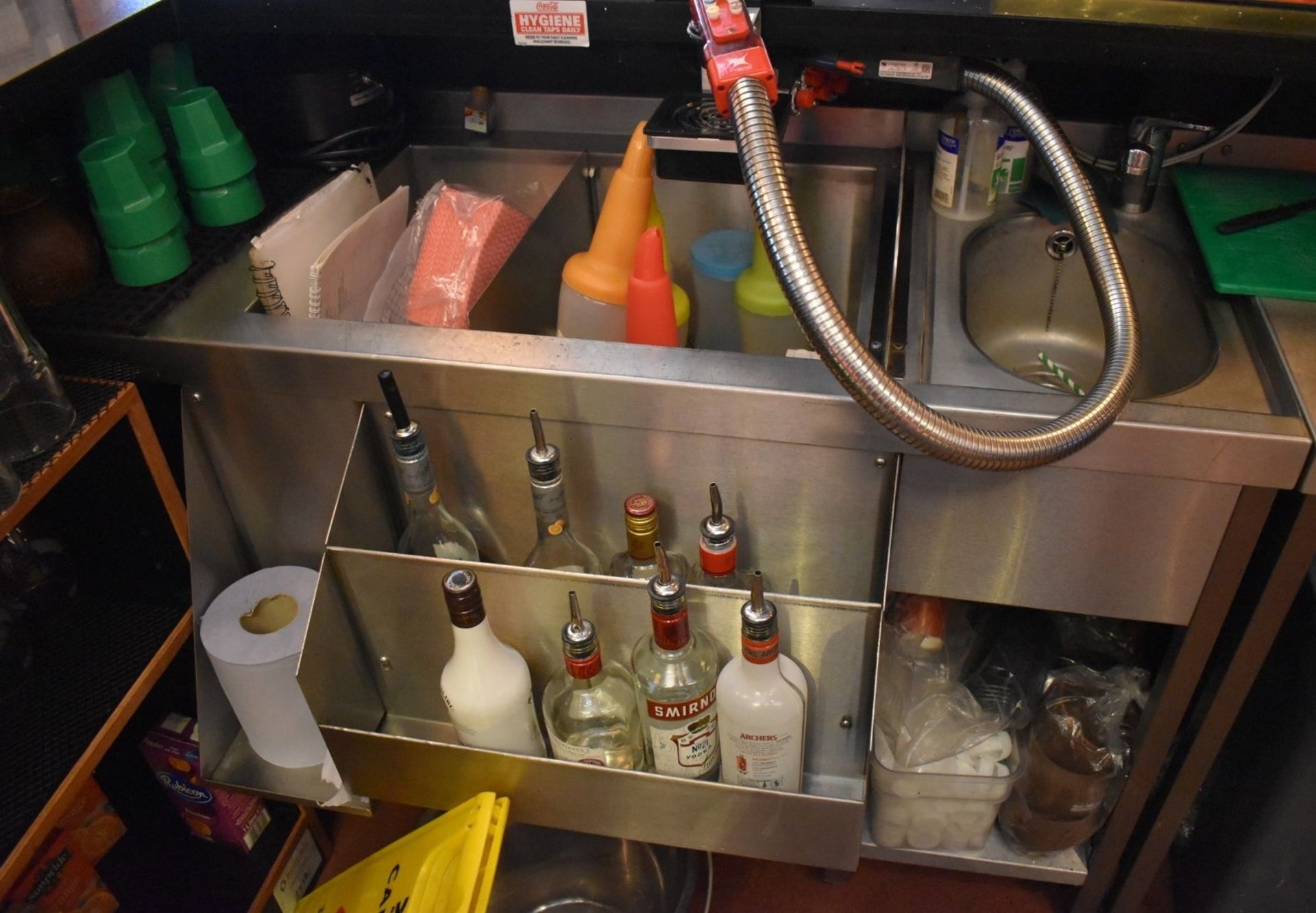 1 x Back Bar Stainless Steel Ice Well Unit With Sink Basin and Bottle Speed Rail - H82 x W136 x - Image 2 of 2