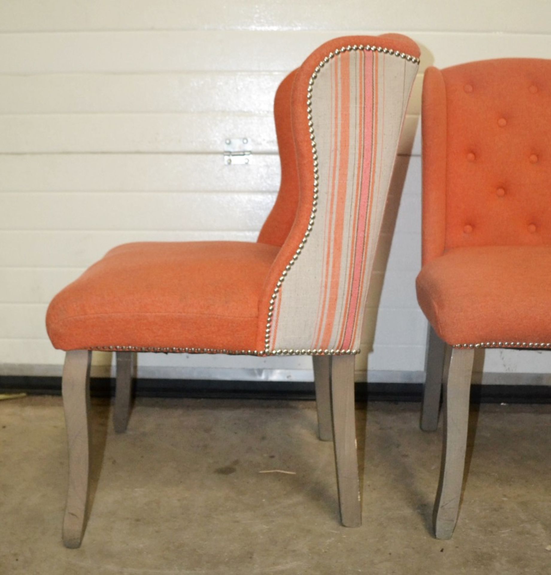 A Pair Of Orange Striped Upholstered Bar Chairs For Commercial Use - Dimensions (cm): W59 x D52, - Image 6 of 9