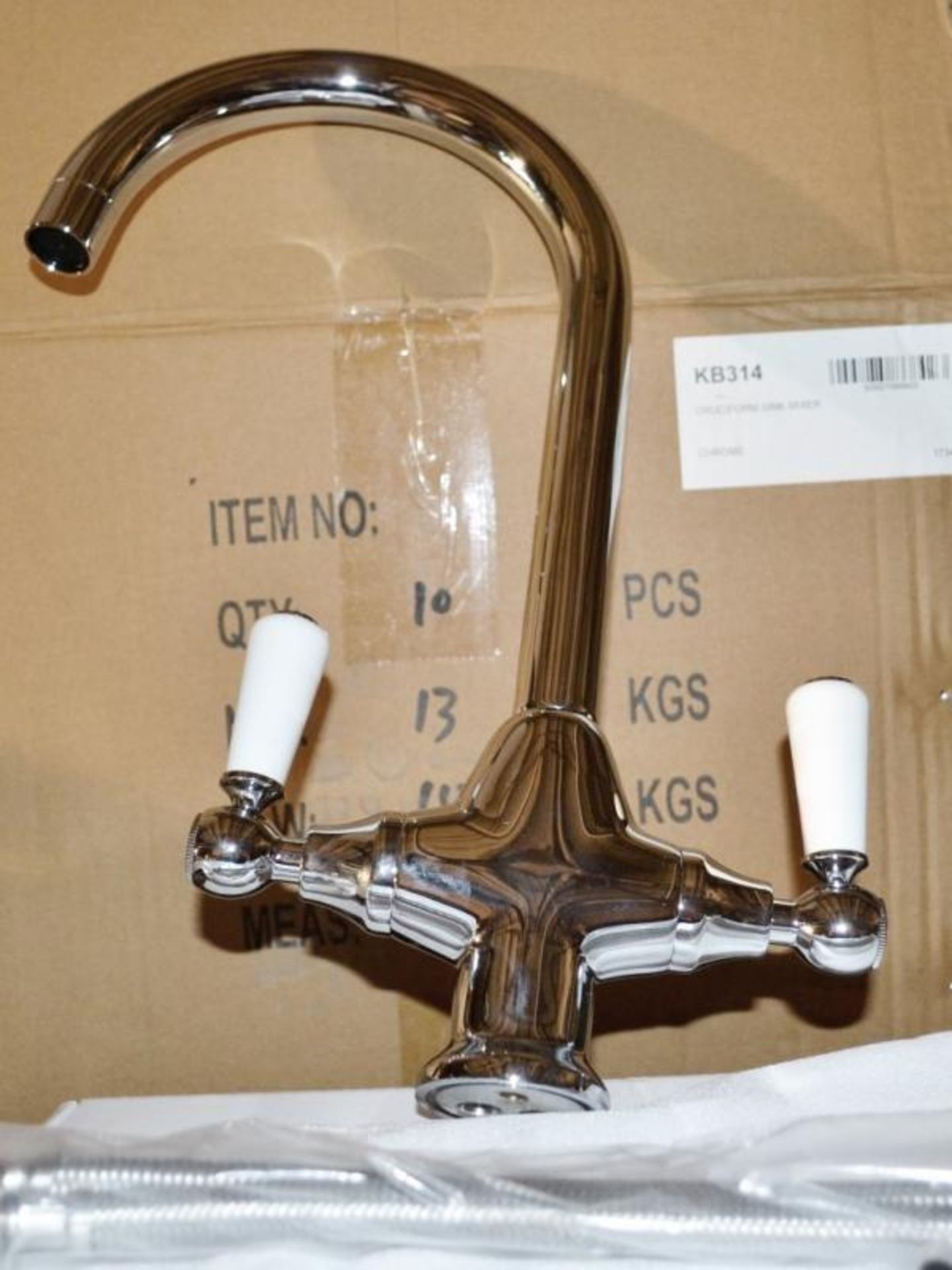 1 x Old London Cruciform Kitchen Deck Mounted Sink Mixer Tap - KB314 - Dimensions: - Ex-Display - Image 2 of 3