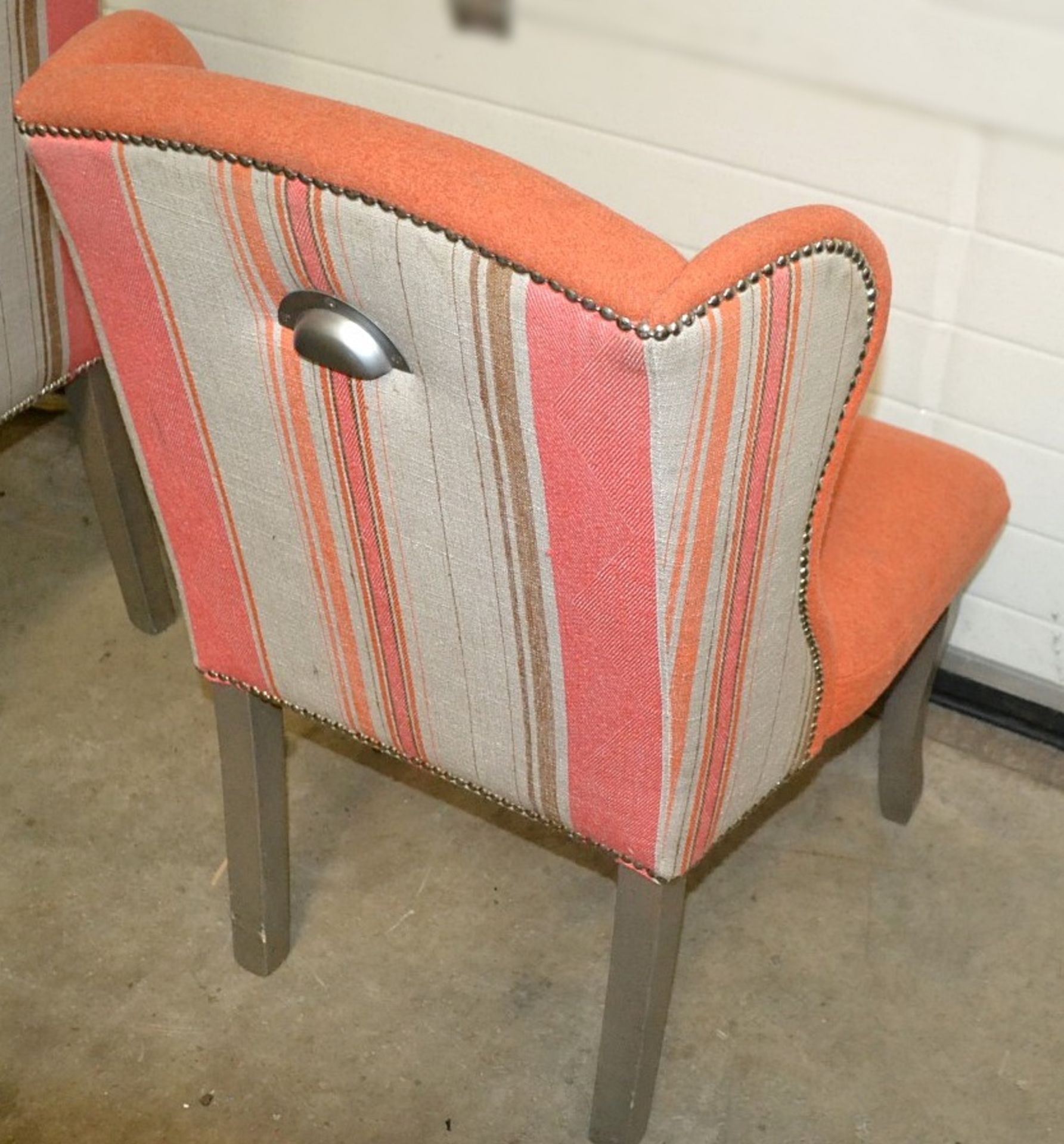 A Pair Of Orange Striped Upholstered Bar Chairs For Commercial Use - Dimensions (cm): W59 x D52, - Image 2 of 9