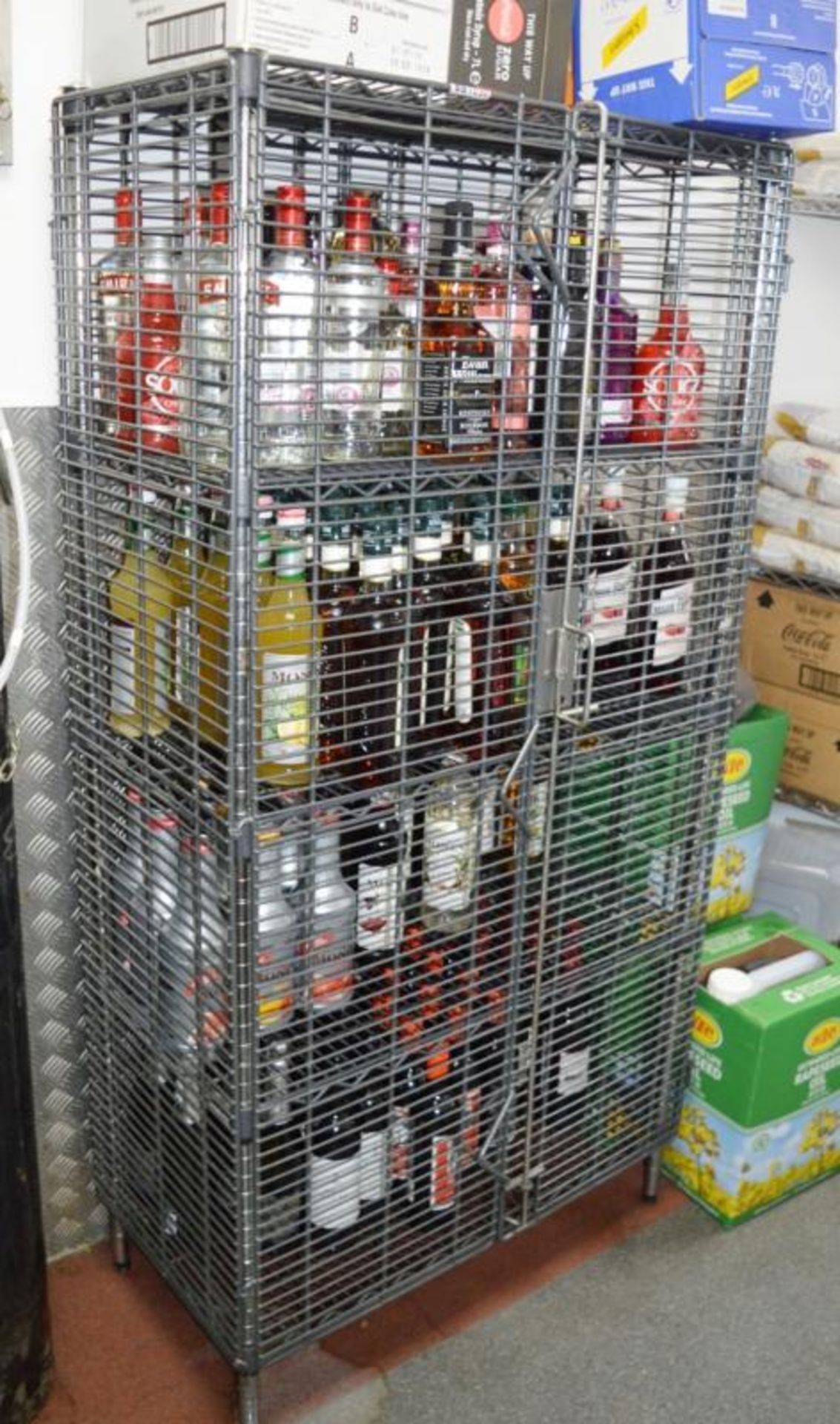 1 x Wines / Spirits Lockable Security Cage - H160 x W80 x D40 cms - CL357 - Location: Bolton BL1