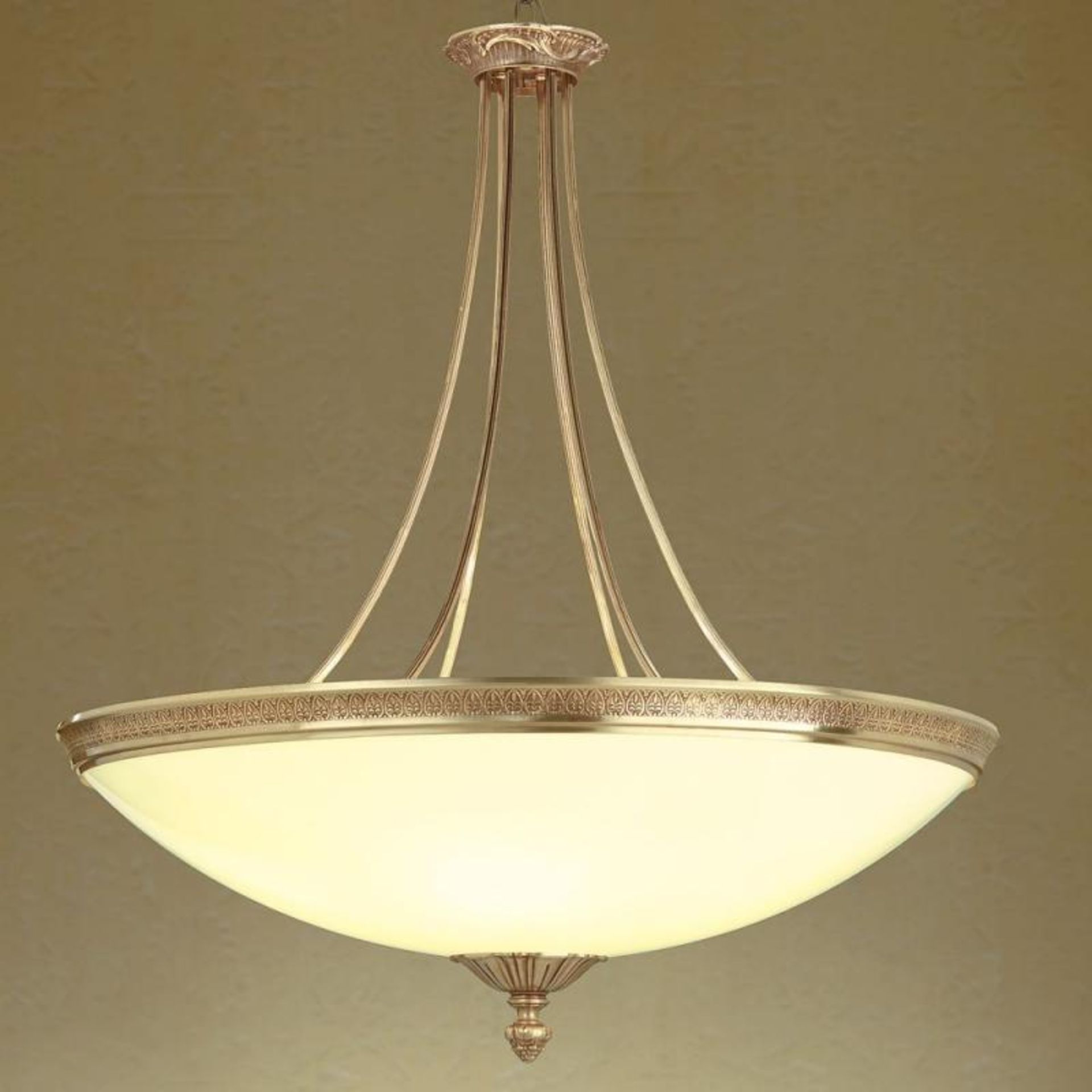 1 x Chelsom SIENA Large Ornate Pendant Ceiling Light Fitting Finished In French Gold With Ivory Diff