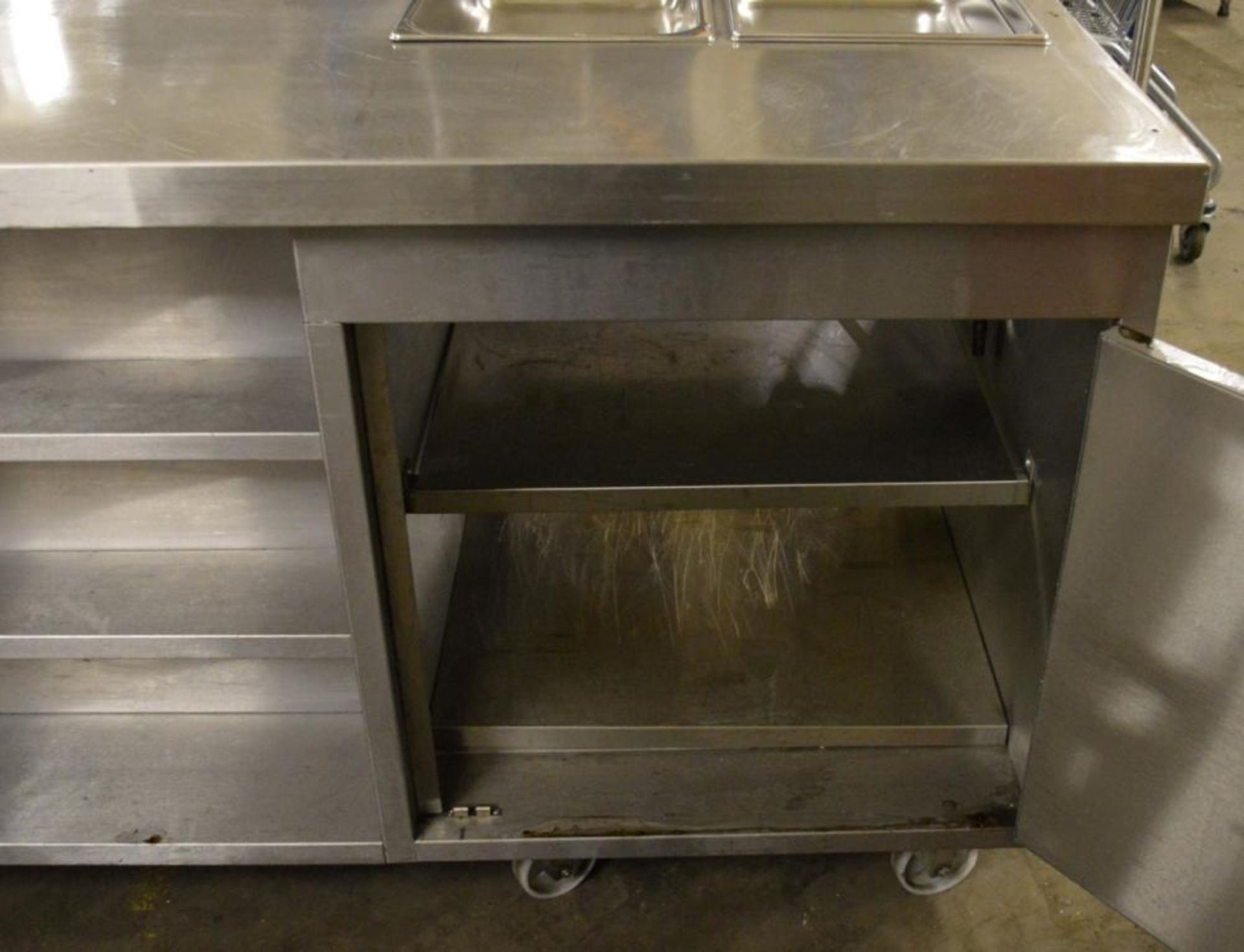 1 x Large Caterform Preparation Island on Castors With Integrated Baine Maries and Warming - Image 6 of 10