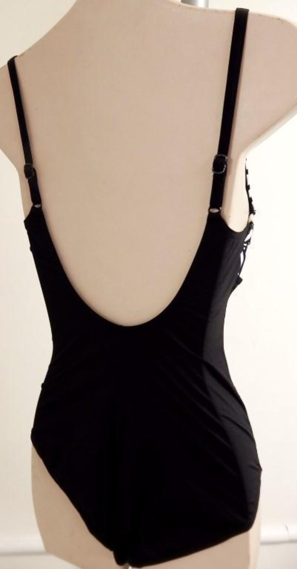 1 x Rasurel - Black/Ecru and vibrant patternedbustier -Cuba Swimsuit - R20738 - Size 2C - UK 32 - Image 5 of 7