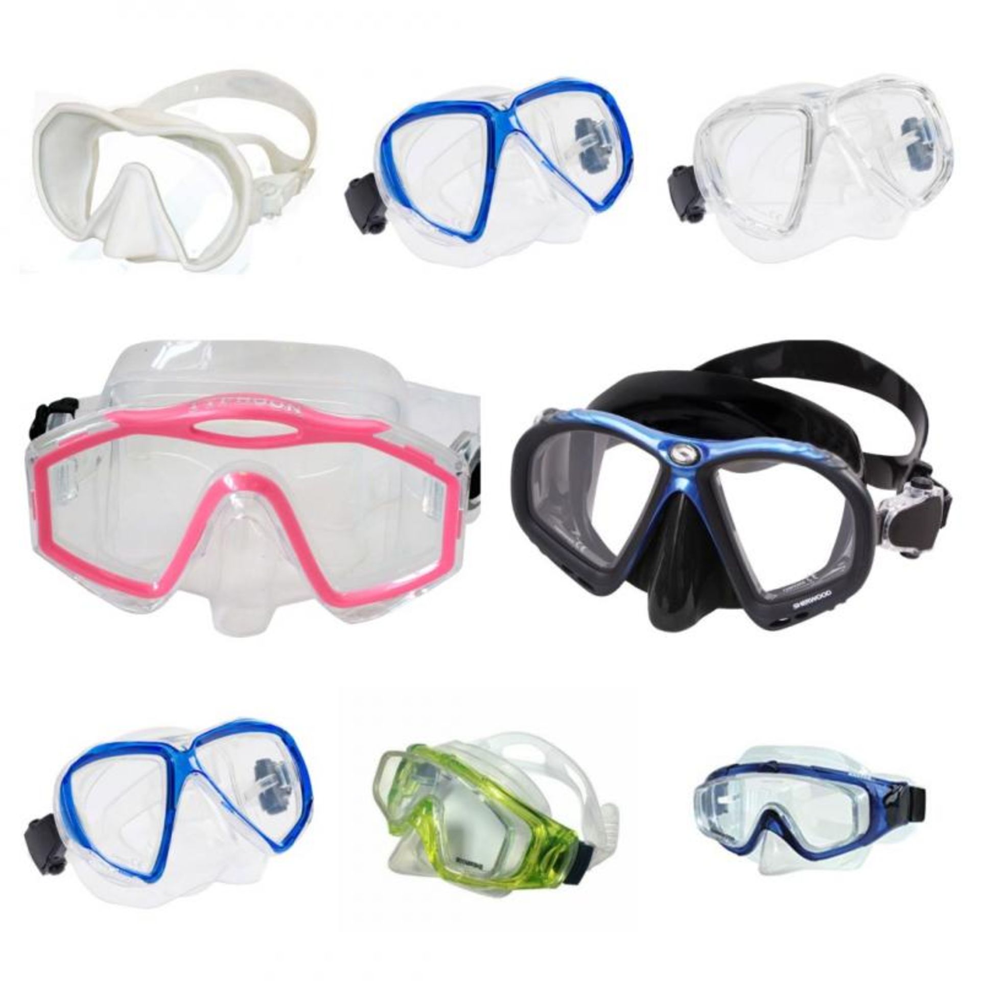 8 x New Pairs Of Branded Diving Masks - Ref: NS397, NS398, NS399, NS400, NS401, NS402, NS403, NS404