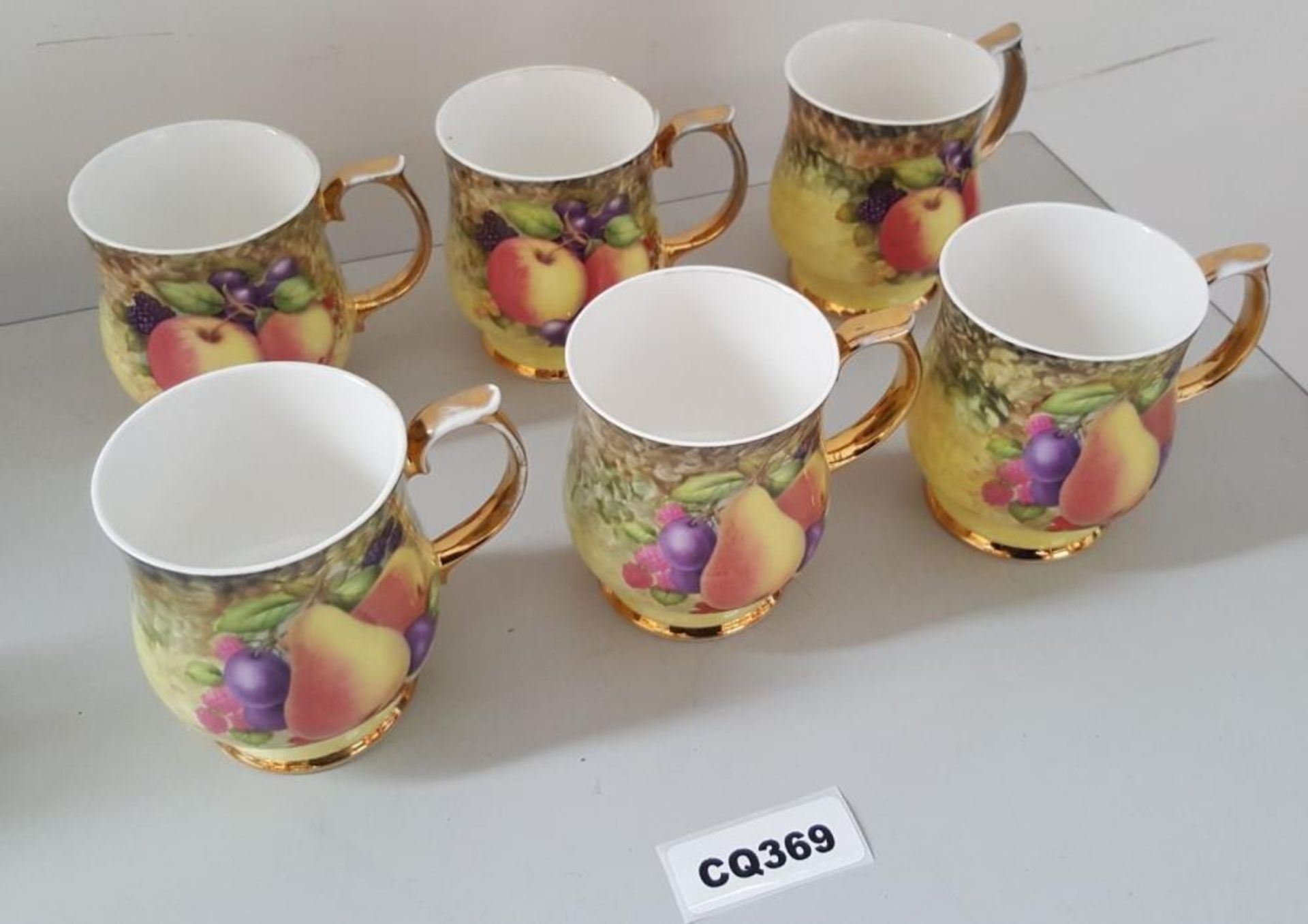 6 x Set Of Baron China Staffs LTD Mugs With Fruit Design - Ref CQ369 E - CL334 - Location: Altrincha - Bild 4 aus 5