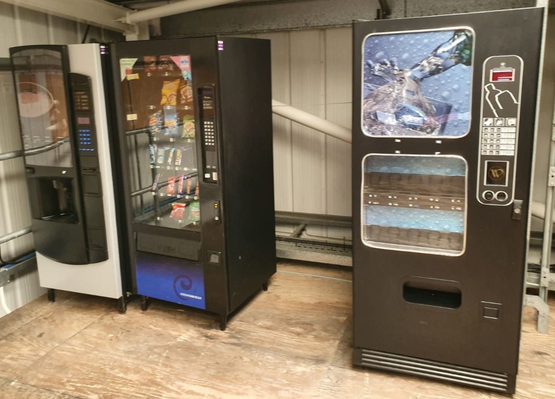 3 x Vending Machines to Include Snack Vendor, Hot Drinks Coffee Vendor and Cold Drinks Vendor -