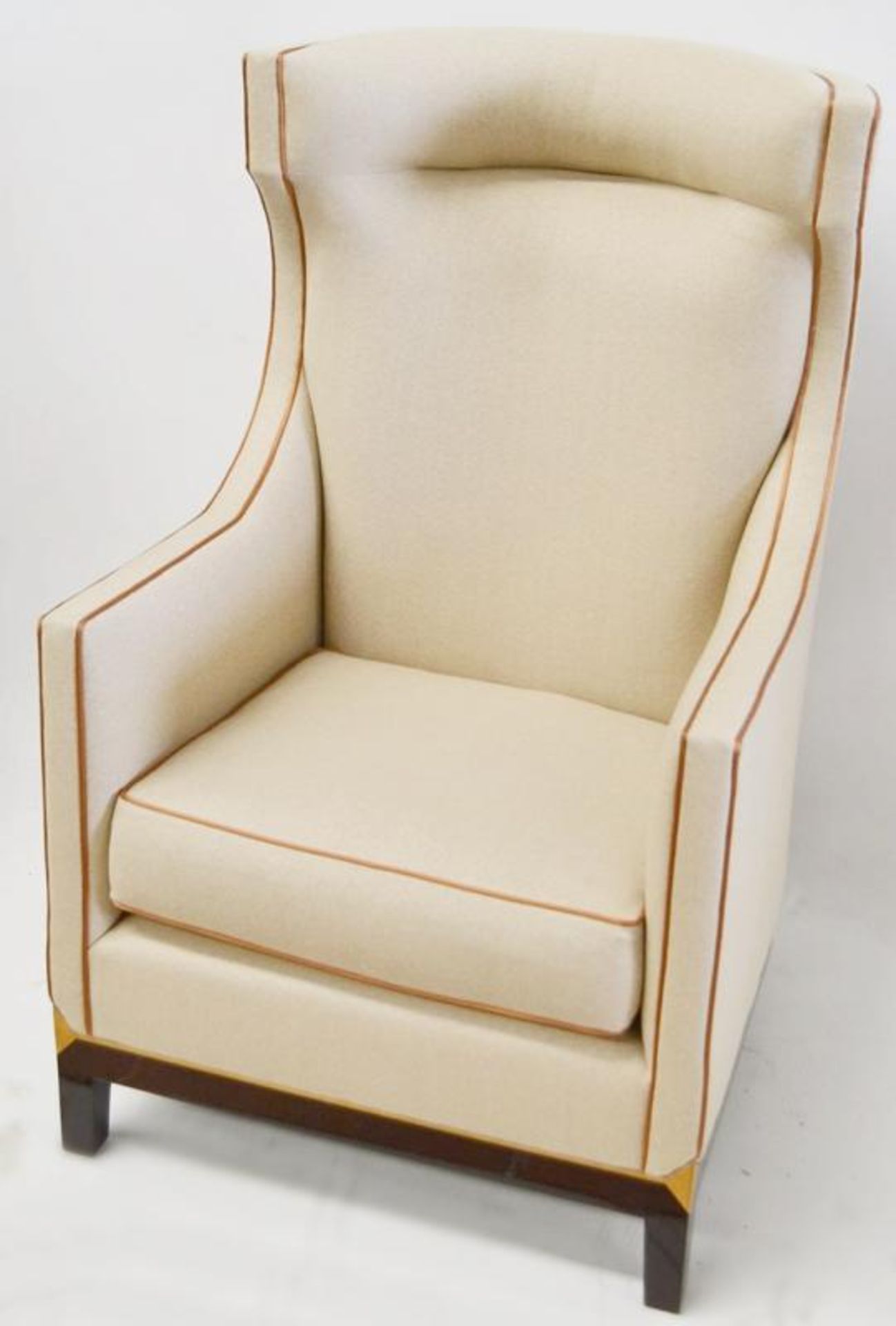 1 x Artistic Upholstery Ltd 'Burlington' Wing Back Chair With A Weatherill Stool In Matching Fabric - Image 9 of 10