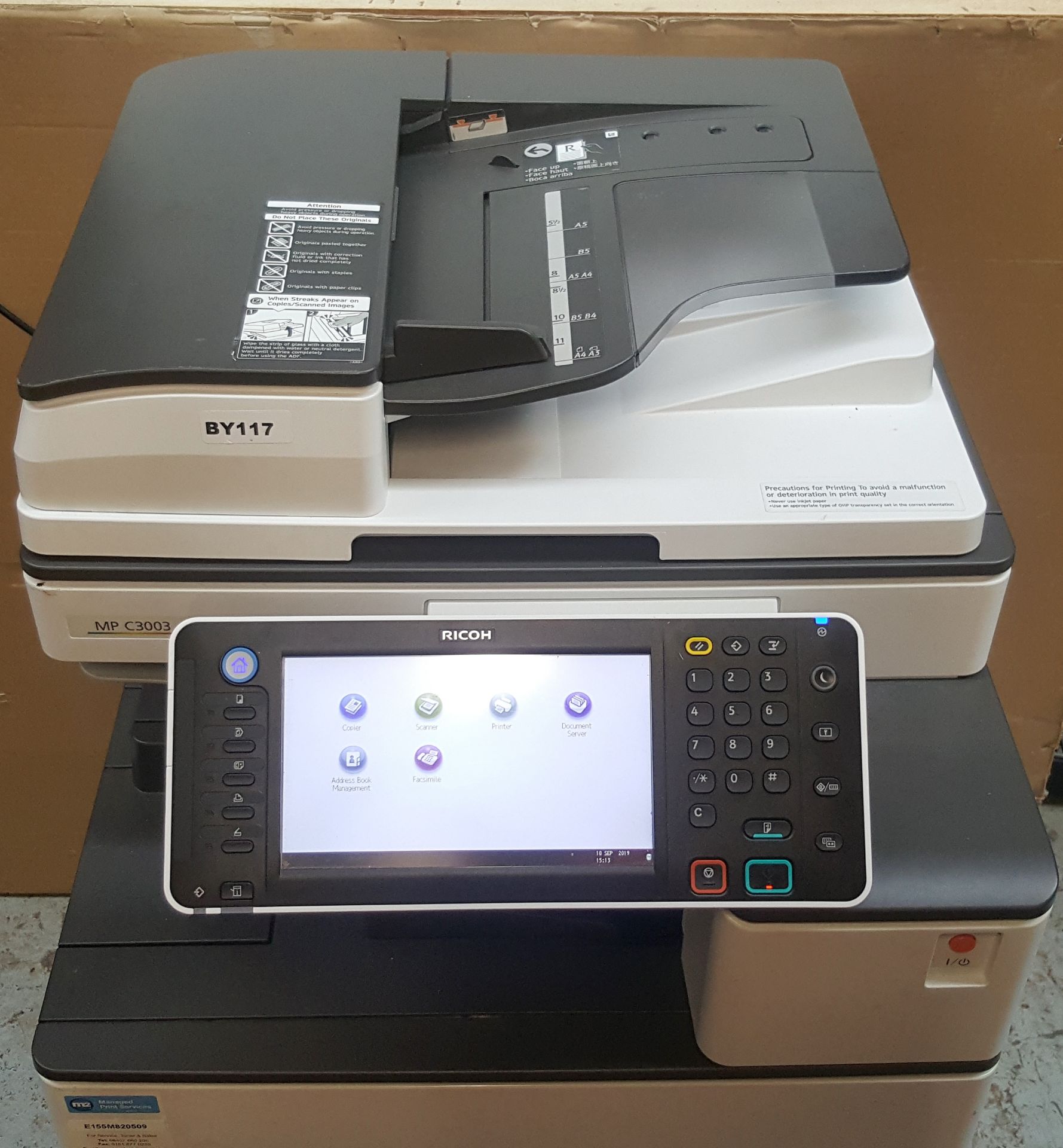 1 x RICOH MP C3003 Color Laser Multifunction Office Printer - Ref BY117 - Image 4 of 7