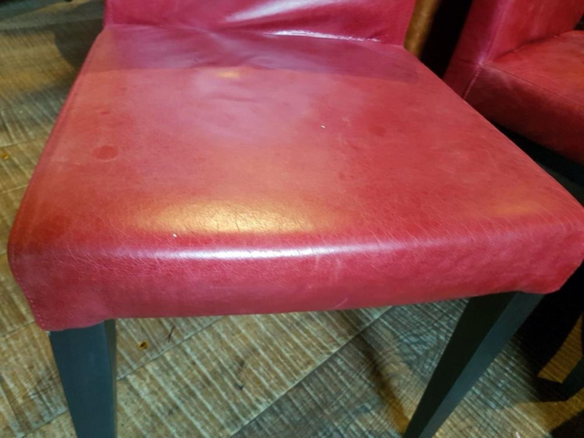 3 x Hard-wearing Red Leather Upholstered Commercial Dining Chairs - Recently Removed From A City Cen - Image 3 of 3