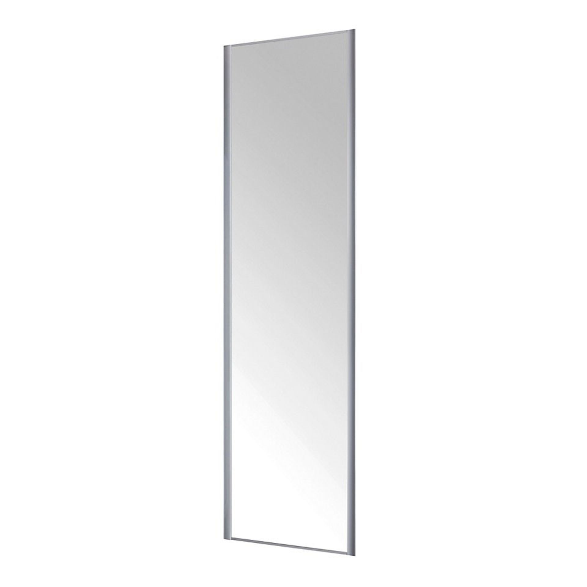 1 x VALLA 1 Sliding Wardrobe Door In Light Grey With A Silver Mirror With Grey Lacquered Steel Profi