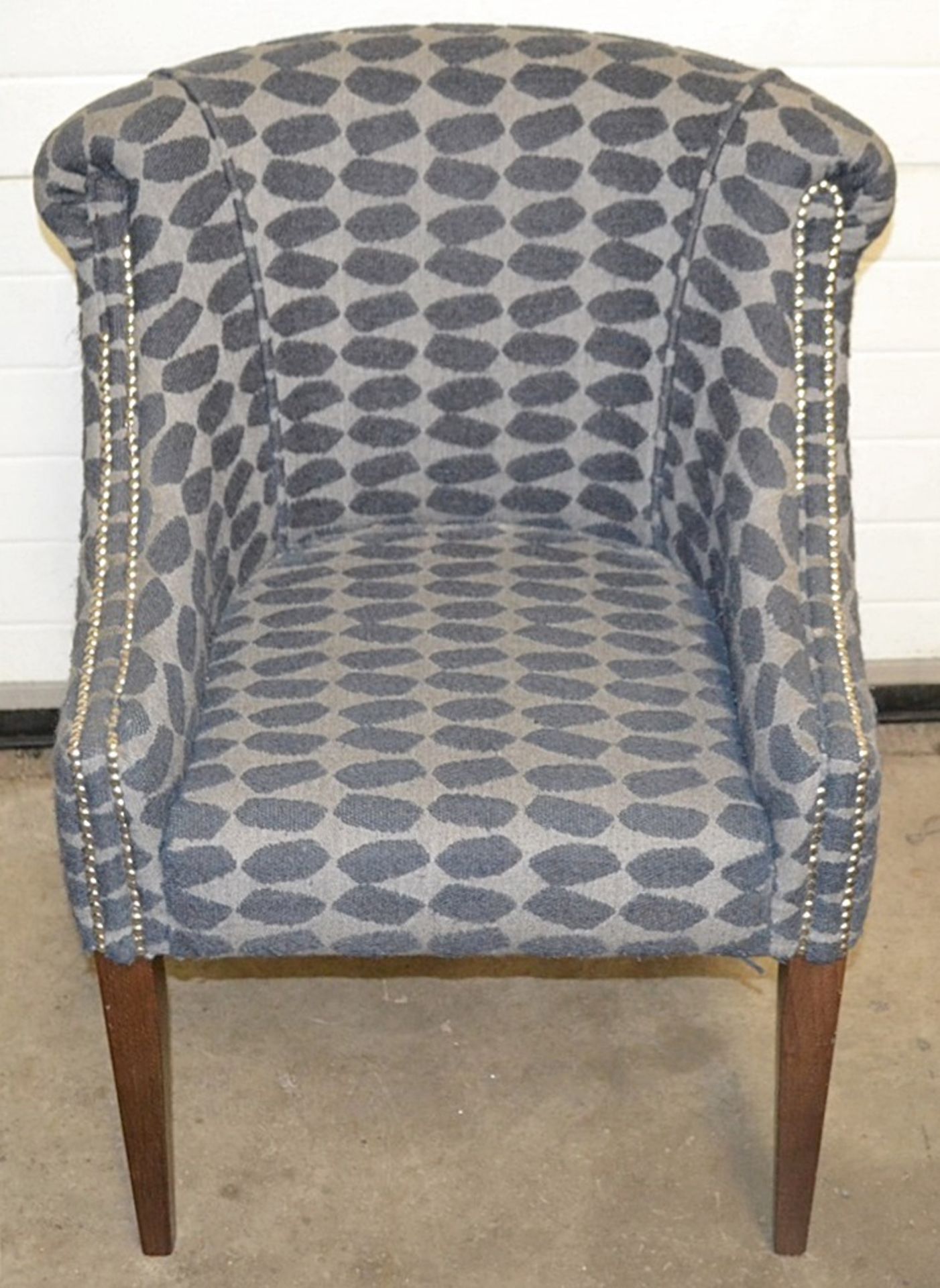 3 x Blue & Grey Upholstered Bar Chairs For Commercial Use - Dimensions (cm): W70 x D60, Back