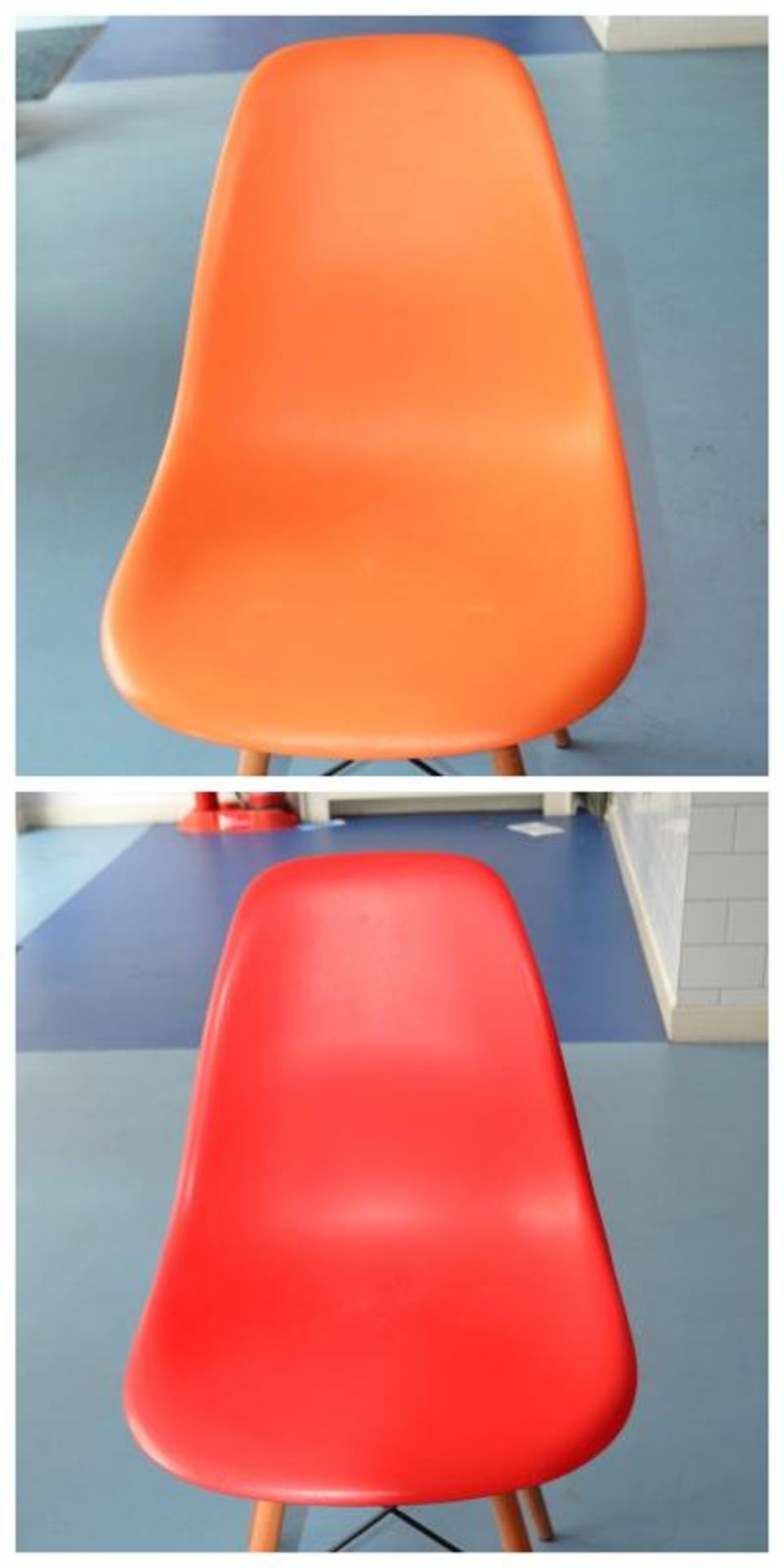 12 x Children's Orange and Red Charles and Ray Eames Style Shell Chairs - CL425 - Location: Altrinch