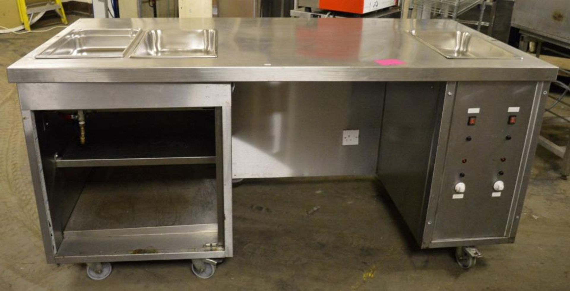 1 x Large Caterform Preparation Island on Castors With Integrated Baine Maries and Warming - Image 2 of 10