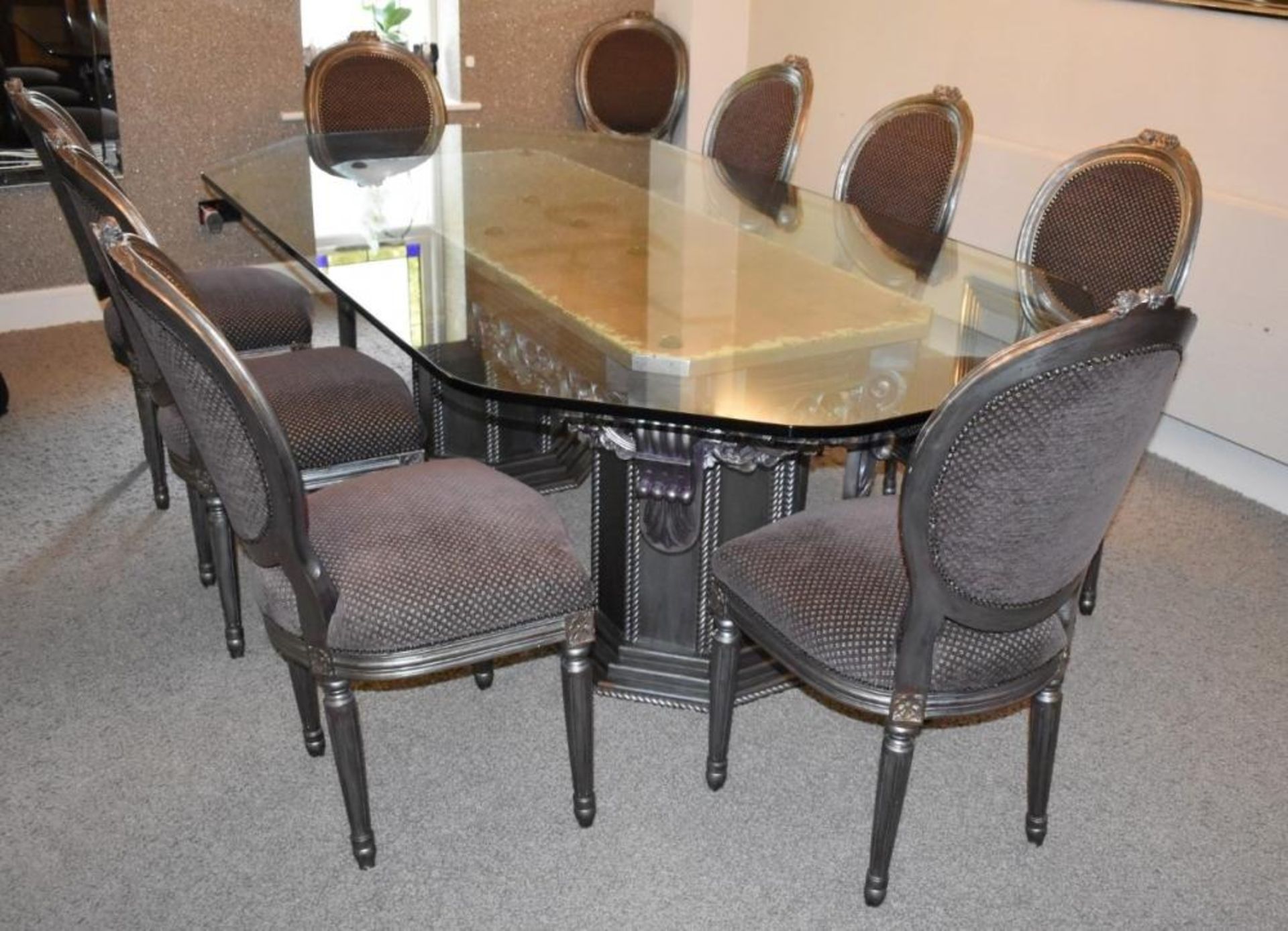 1 x Grand Glass Table With Baroque Legs And Chairs Set - CL407 - Location Bowdon WA14